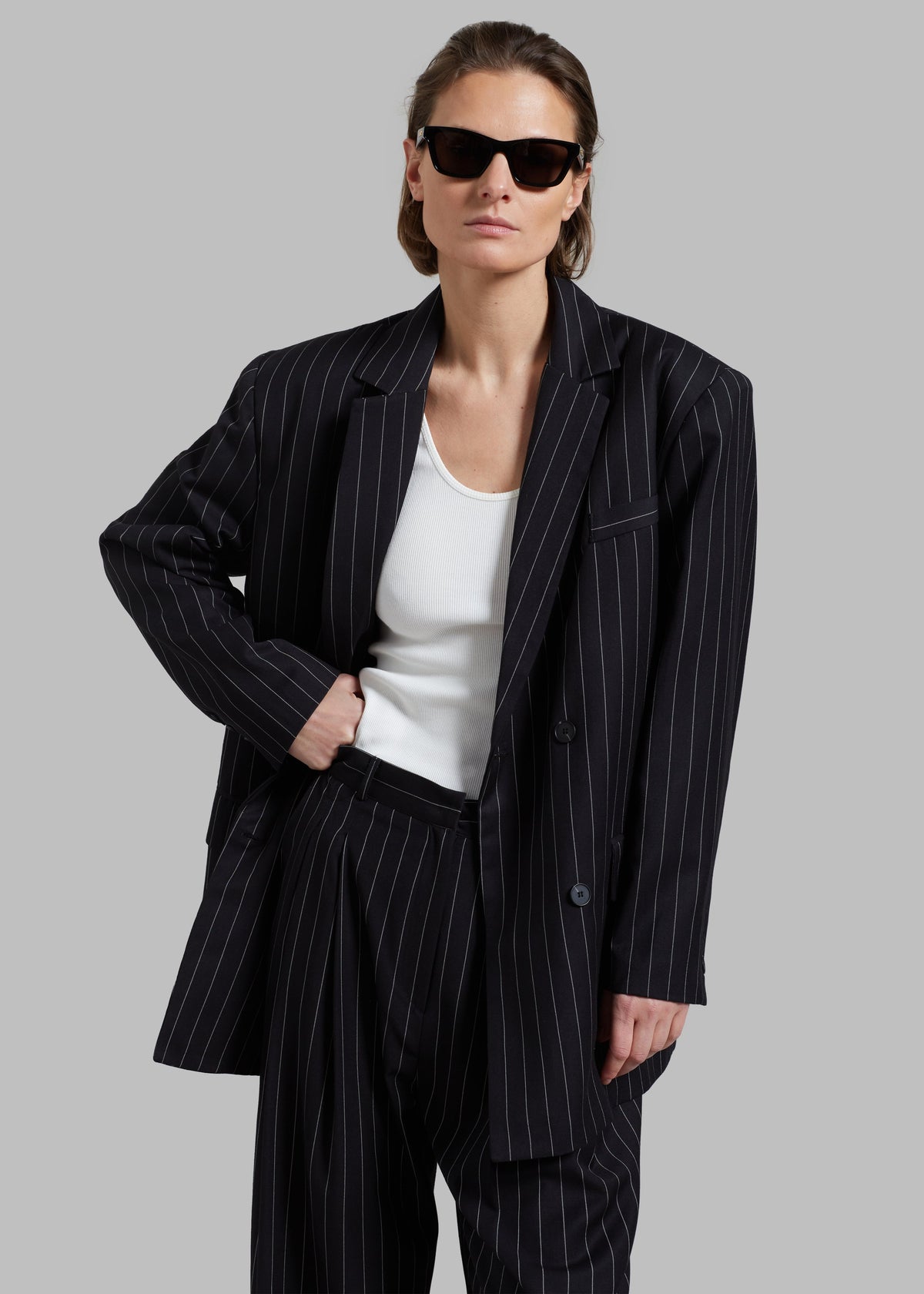 Sybil Blazer - Black Pinstripe - 8