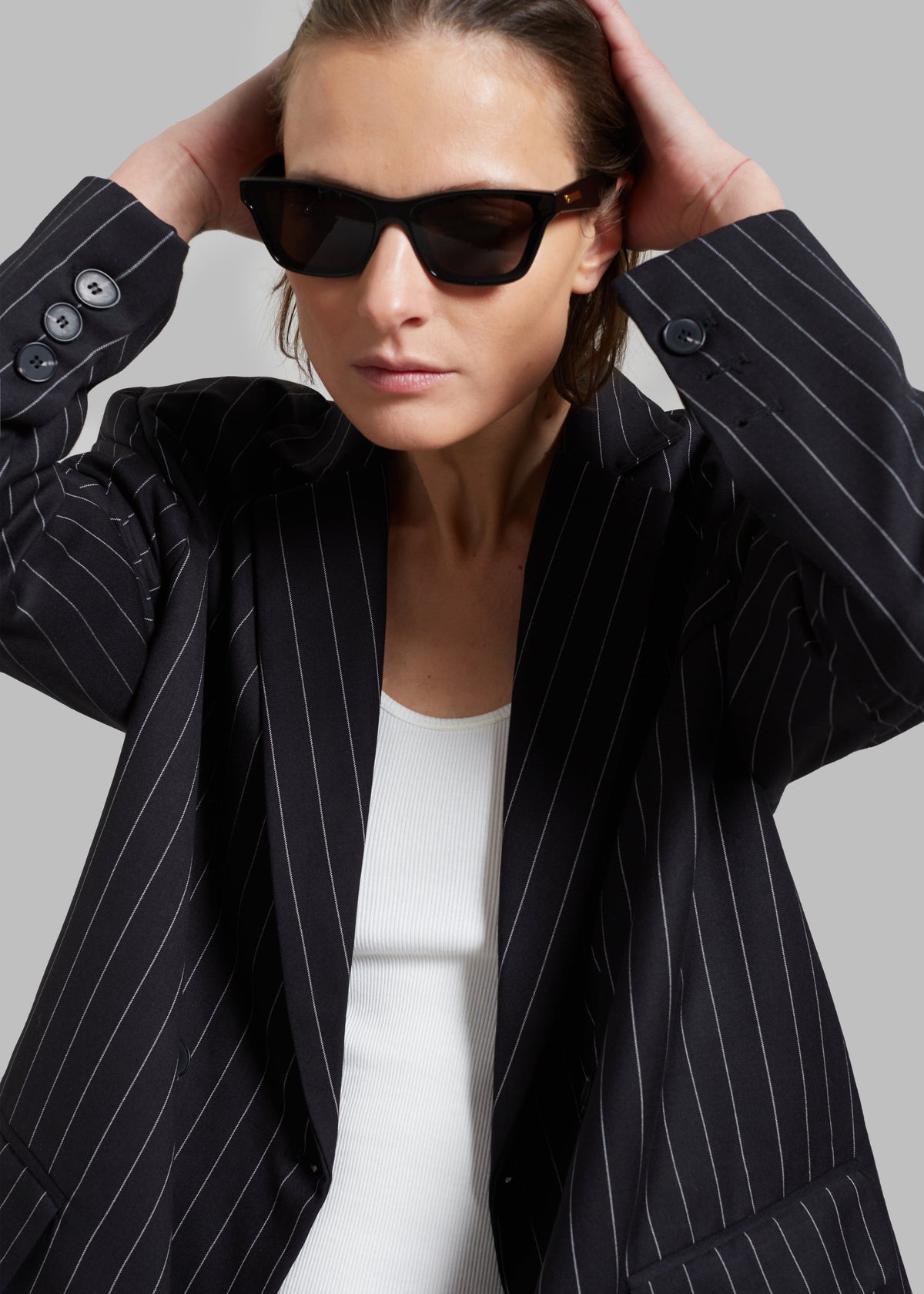 Sybil Blazer - Black Pinstripe - 4