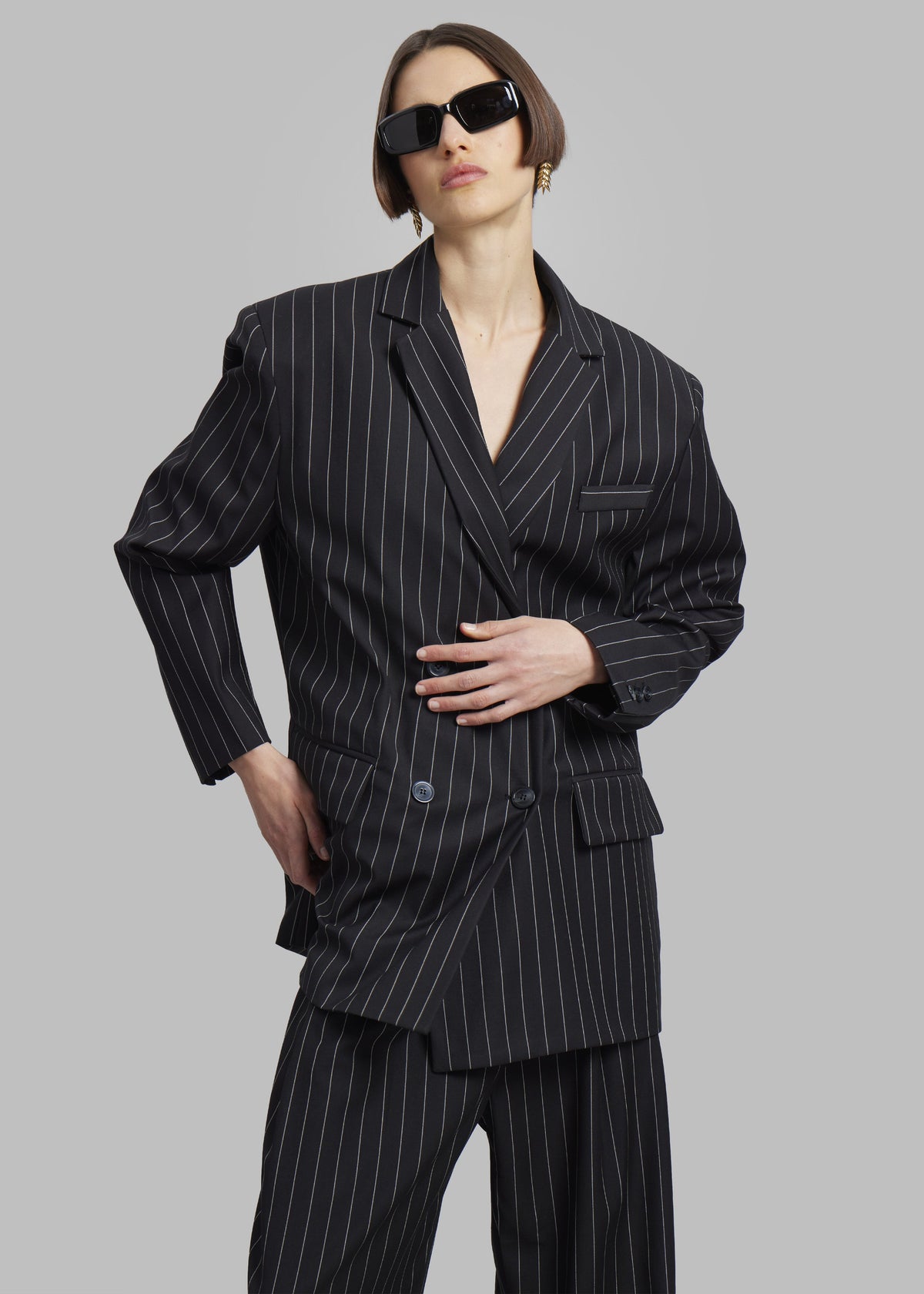Sybil Blazer - Black Pinstripe - 5