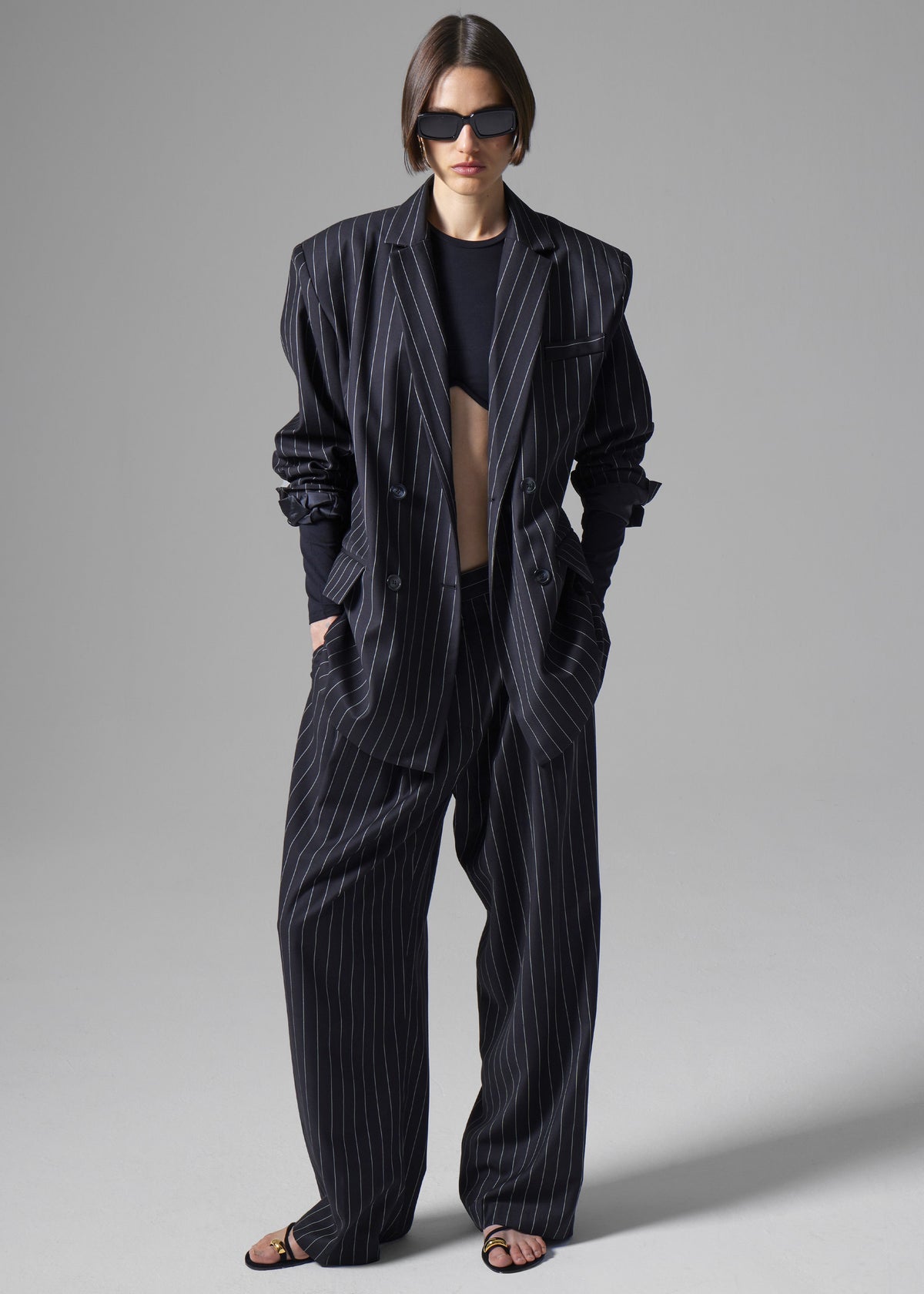 Sybil Blazer - Black Pinstripe - 1