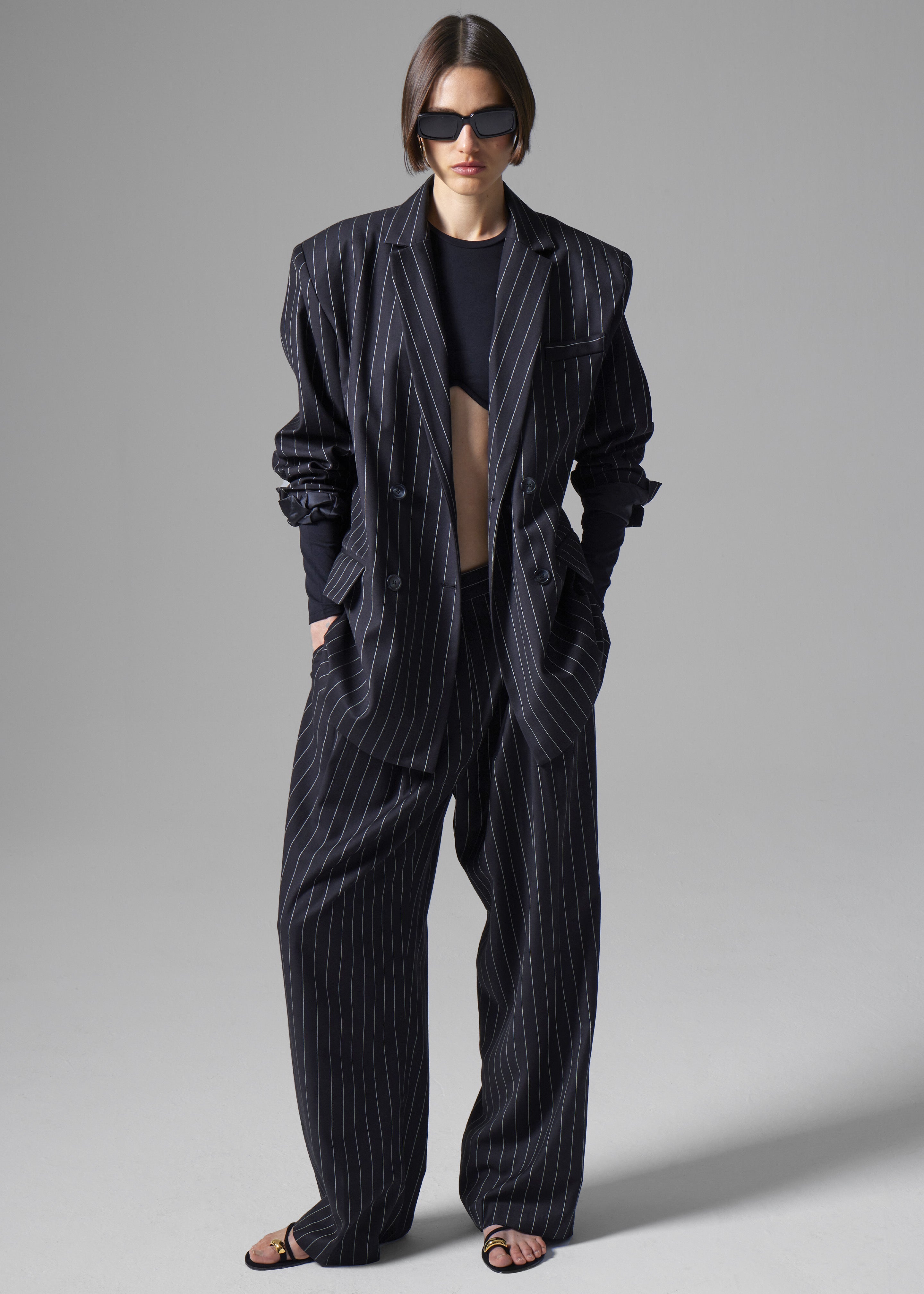 Sybil Blazer - Black Pinstripe - 1