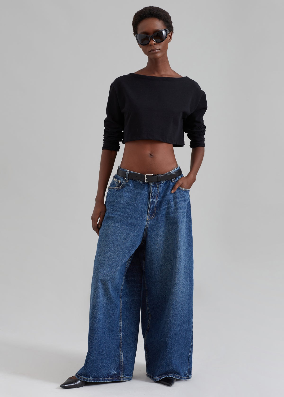 Sasha Wide Leg Jeans - Dark Blue - 6