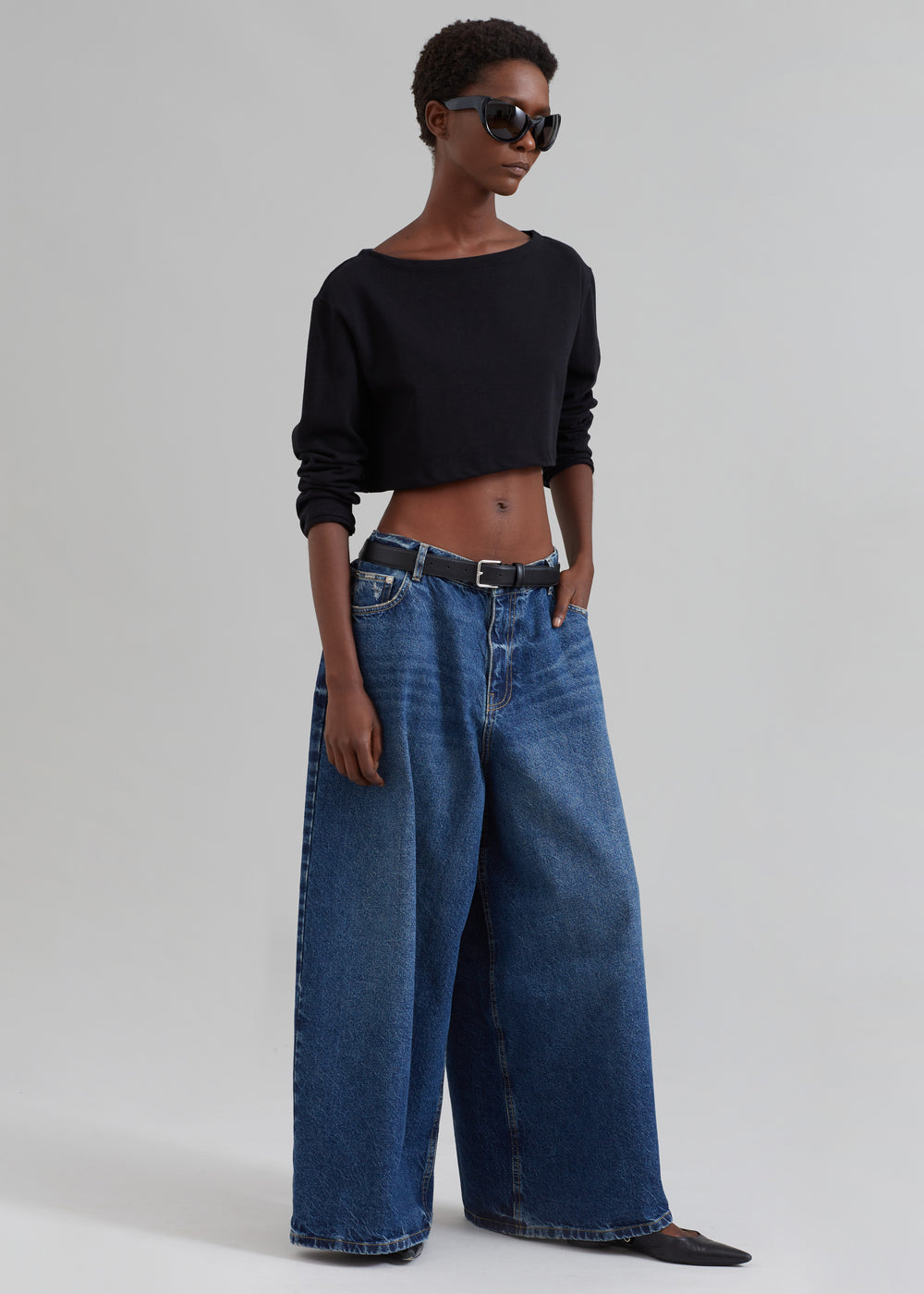 Sasha Wide Leg Jeans - Dark Blue - 1