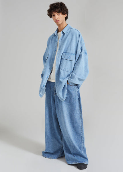 【SATIIIZ】Teden Washing Wide Denim Pants Teden Washing Wide Denim Pants - satiiiz