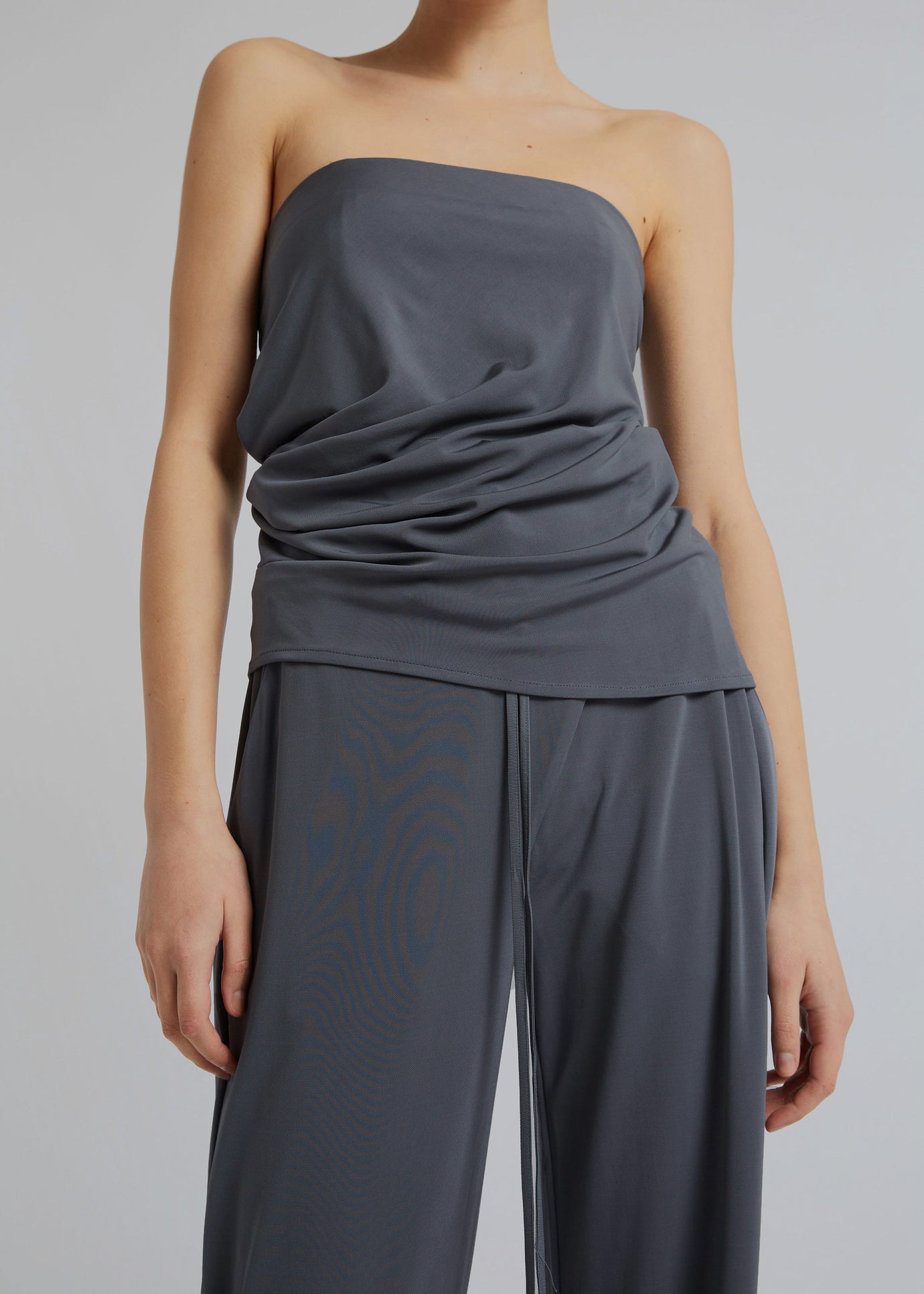 Christopher Esber Side Cowl Strapless Top - Charcoal