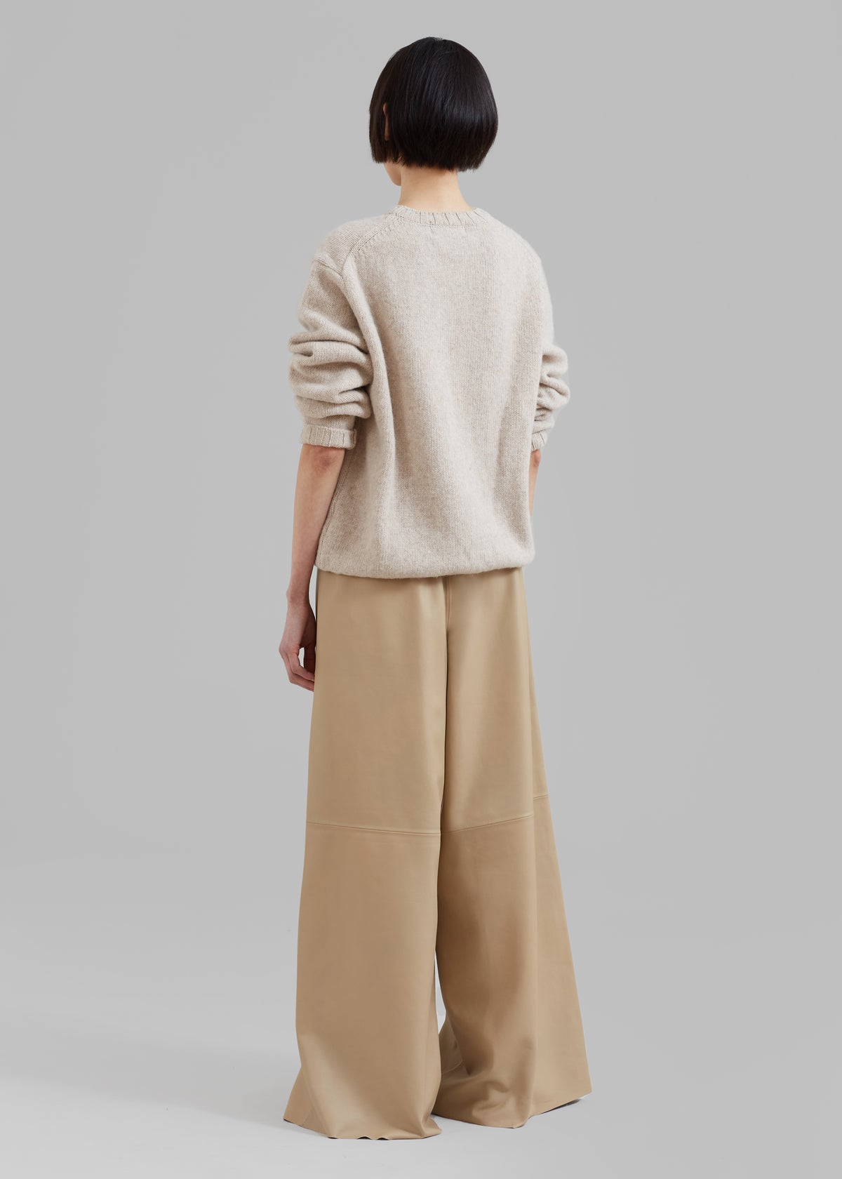 Sydney Wide Leather Pants - Beige - 10