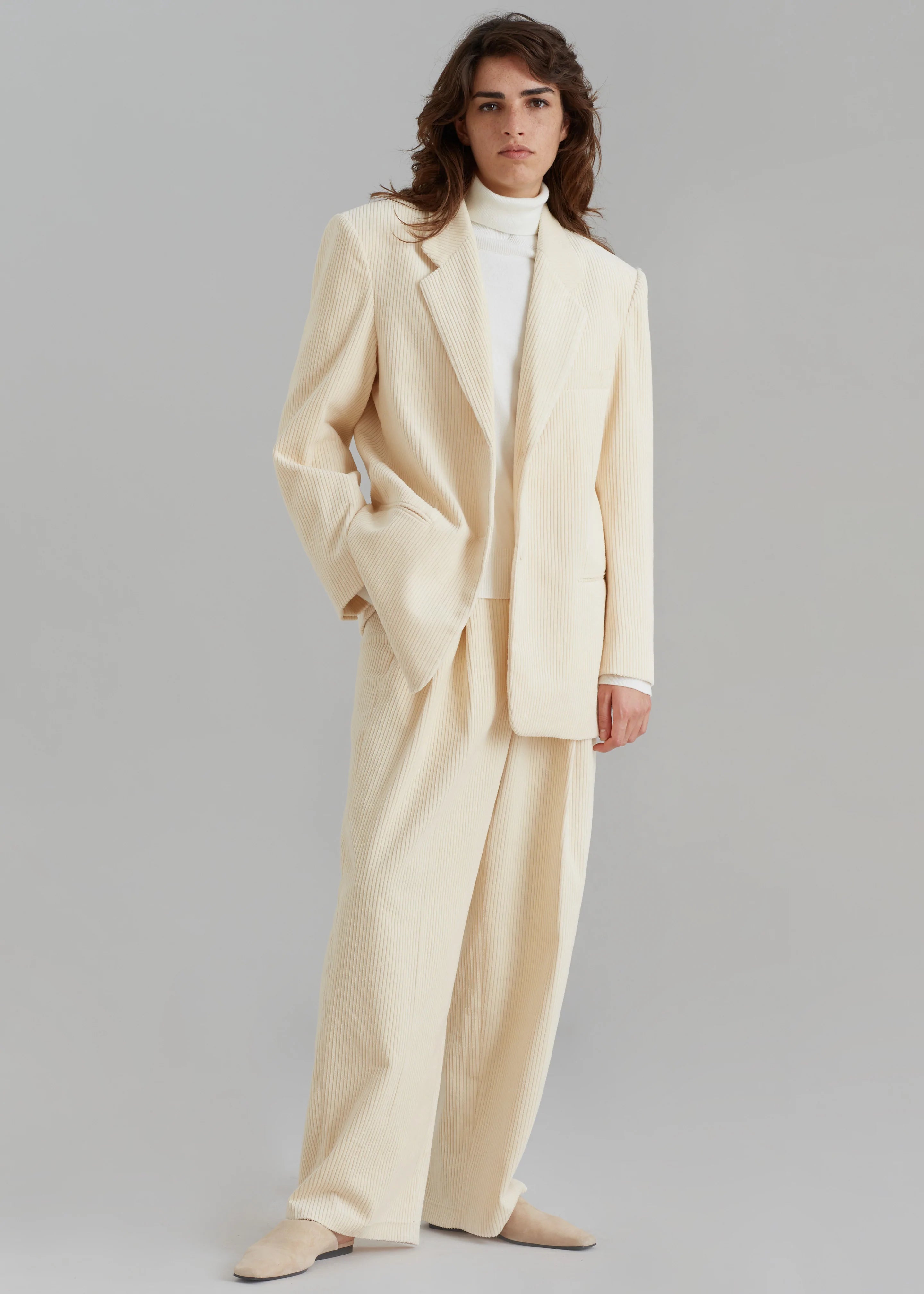 Siham Corduroy Pants - Cream - 5