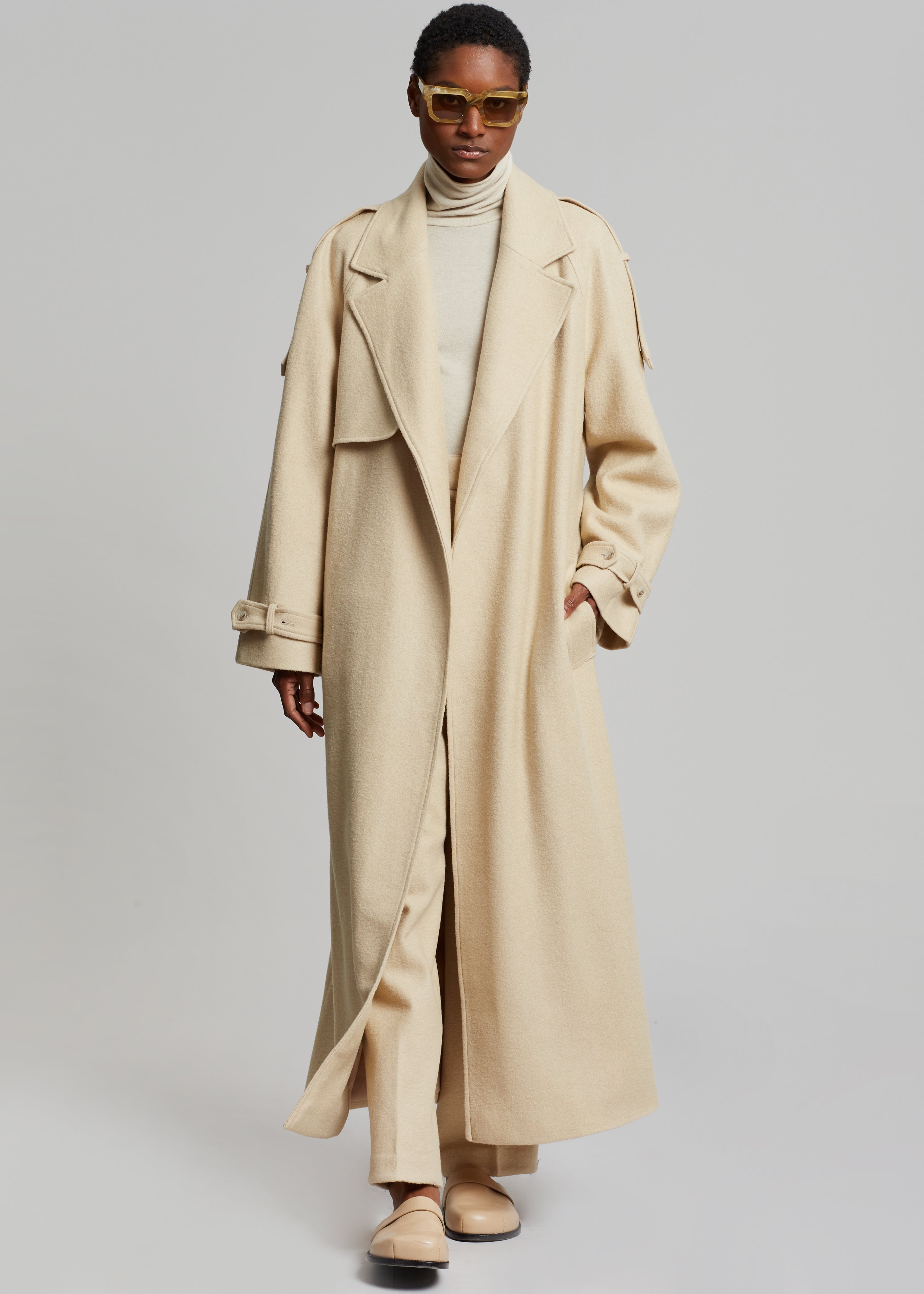 Suzanne Boiled Wool Trench Coat - Beige - 10