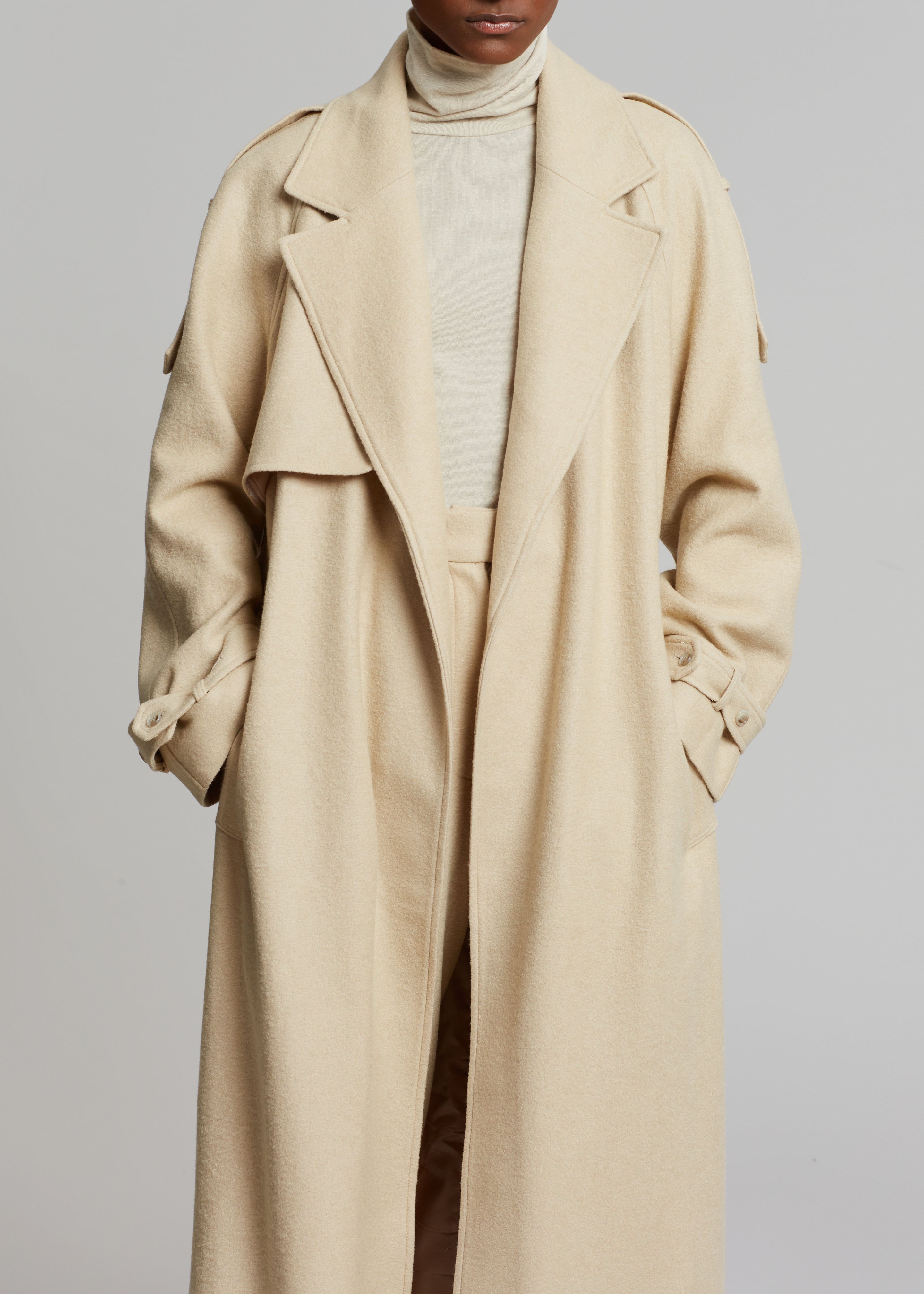 Suzanne Boiled Wool Trench Coat - Beige - 8