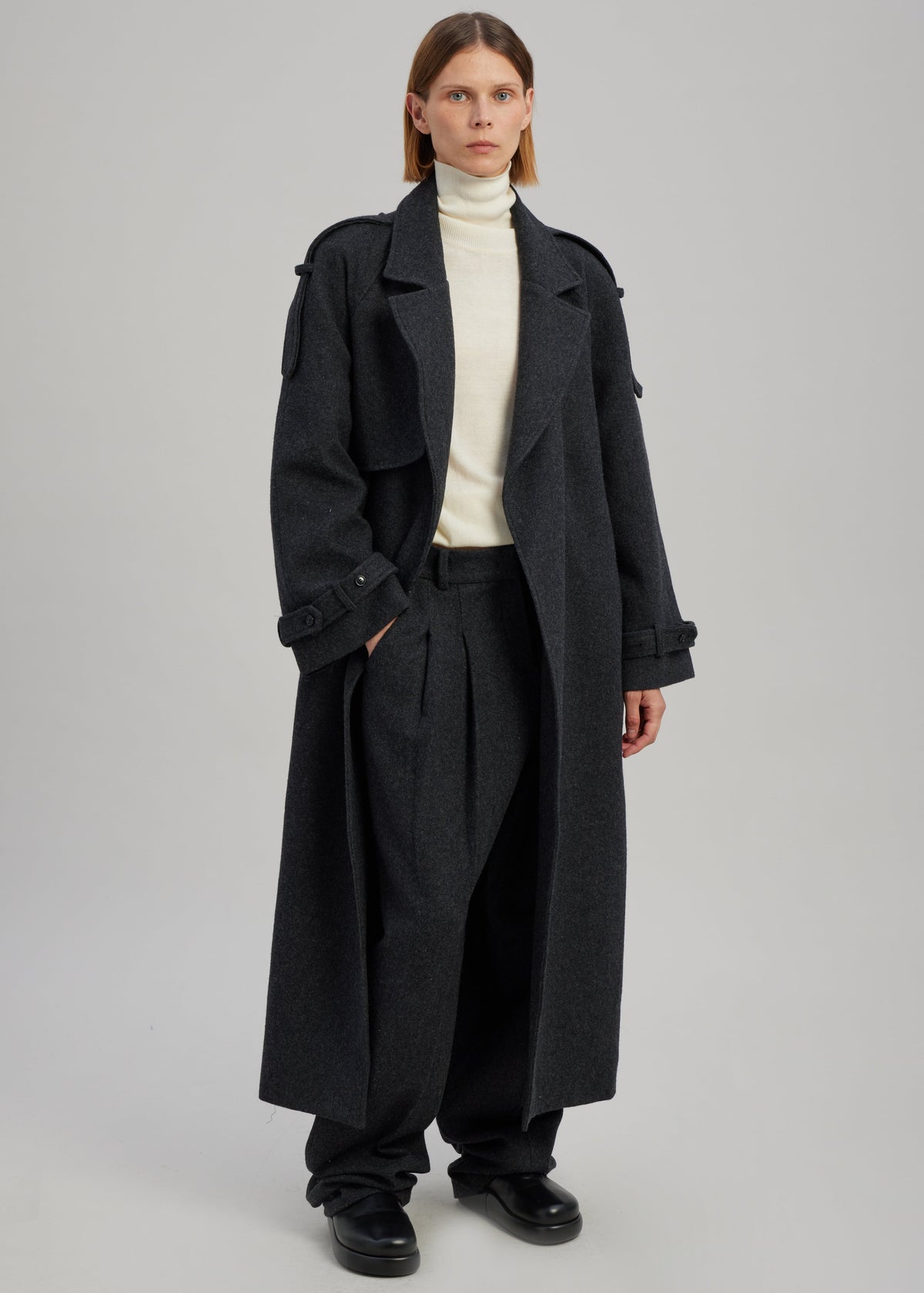 Layton Wool Suit Pants - Dark Grey Melange - 4