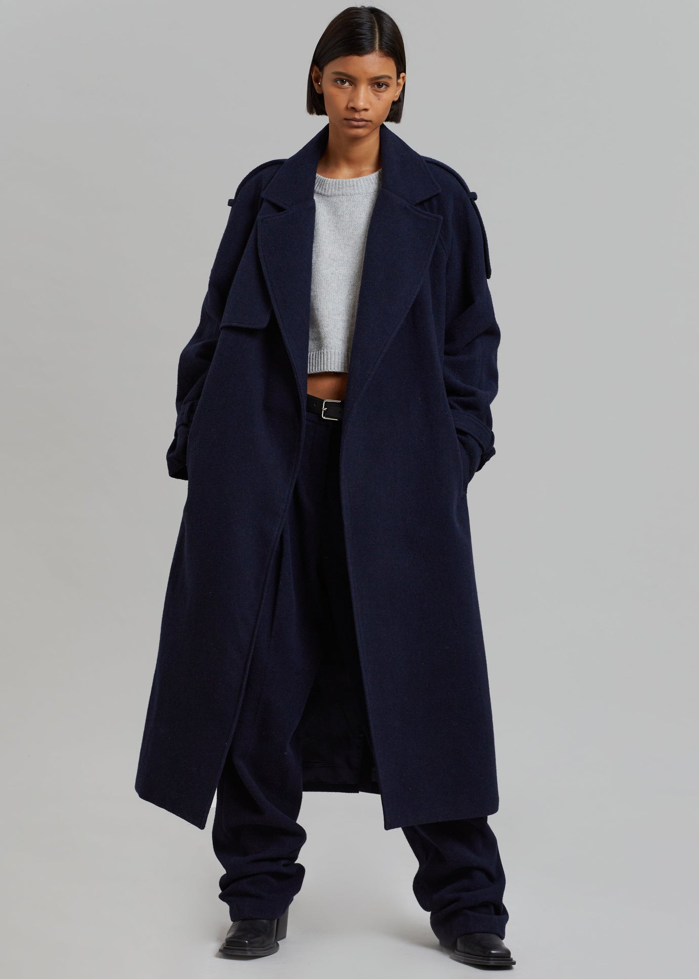 Suzanne Wool Trench Coat - Navy