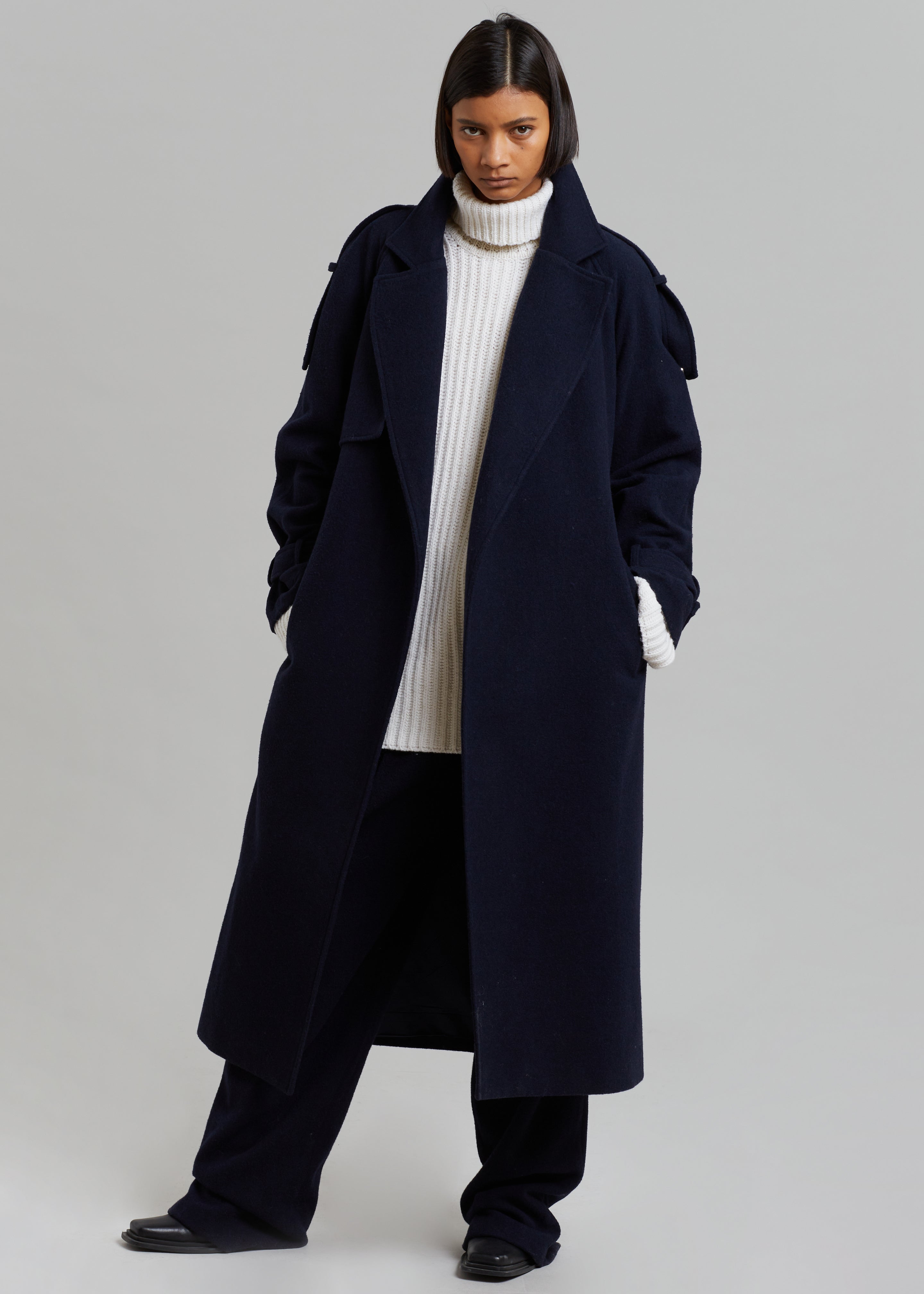Suzanne Wool Trench Coat - Navy - 6