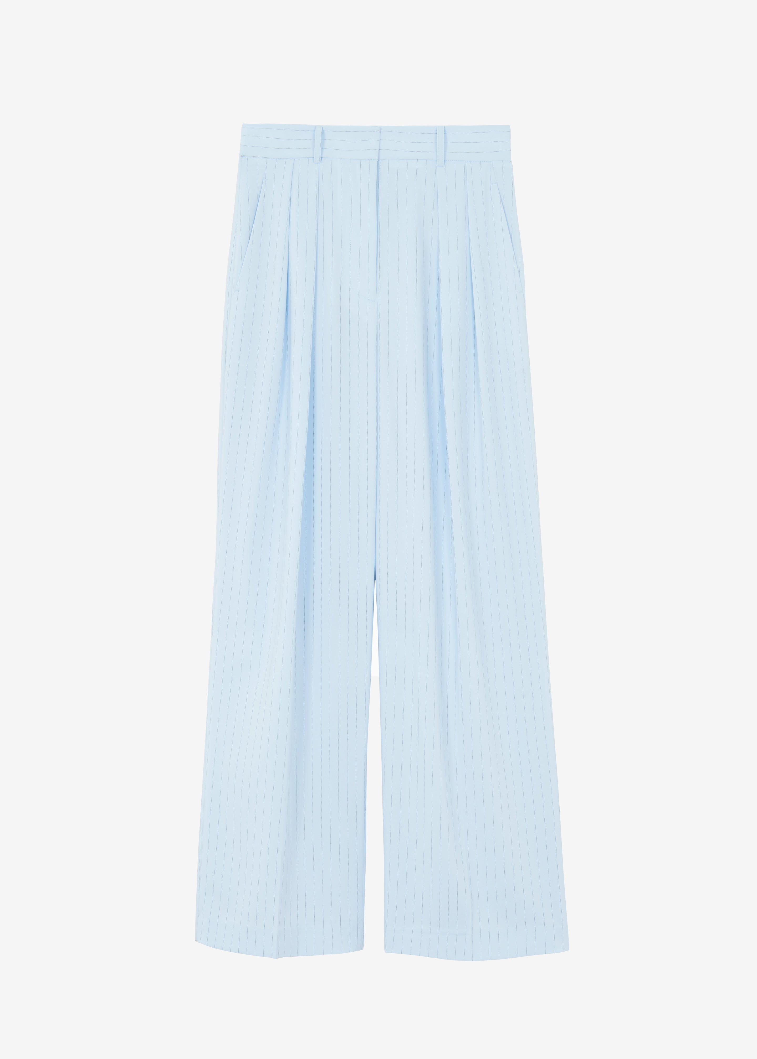 Tansy Fluid Pleated Trousers - Blue Pinstripe - 7
