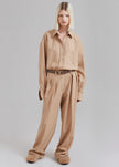 Tansy Pleated Twill Trousers - Camel