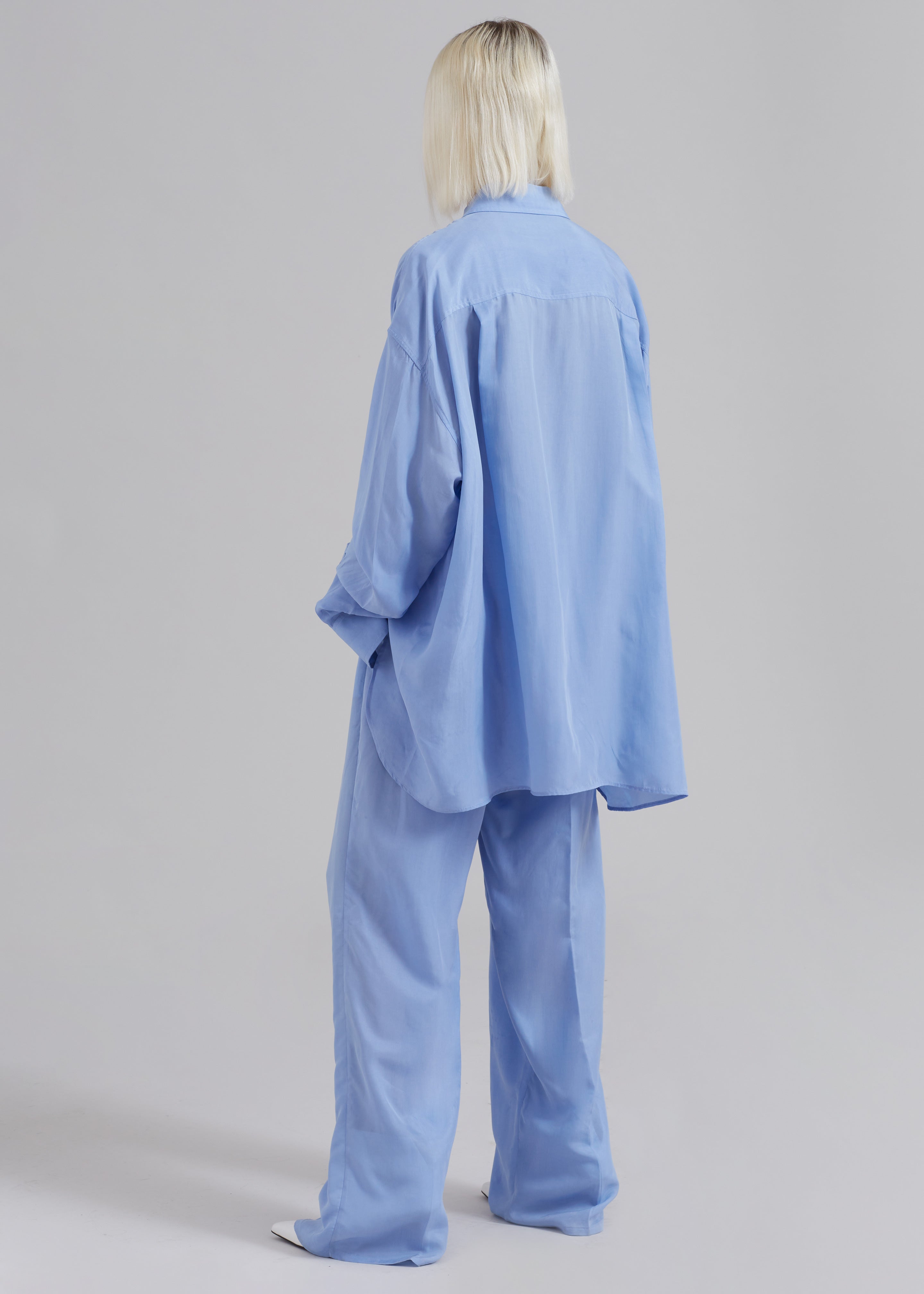 Tansy Silky Pleated Trousers - Light Blue - 8