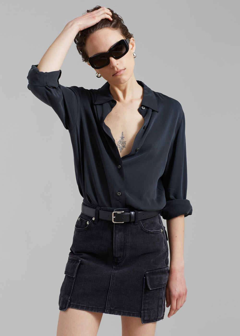 Taylor Denim Cargo Skirt - Faded Black Wash