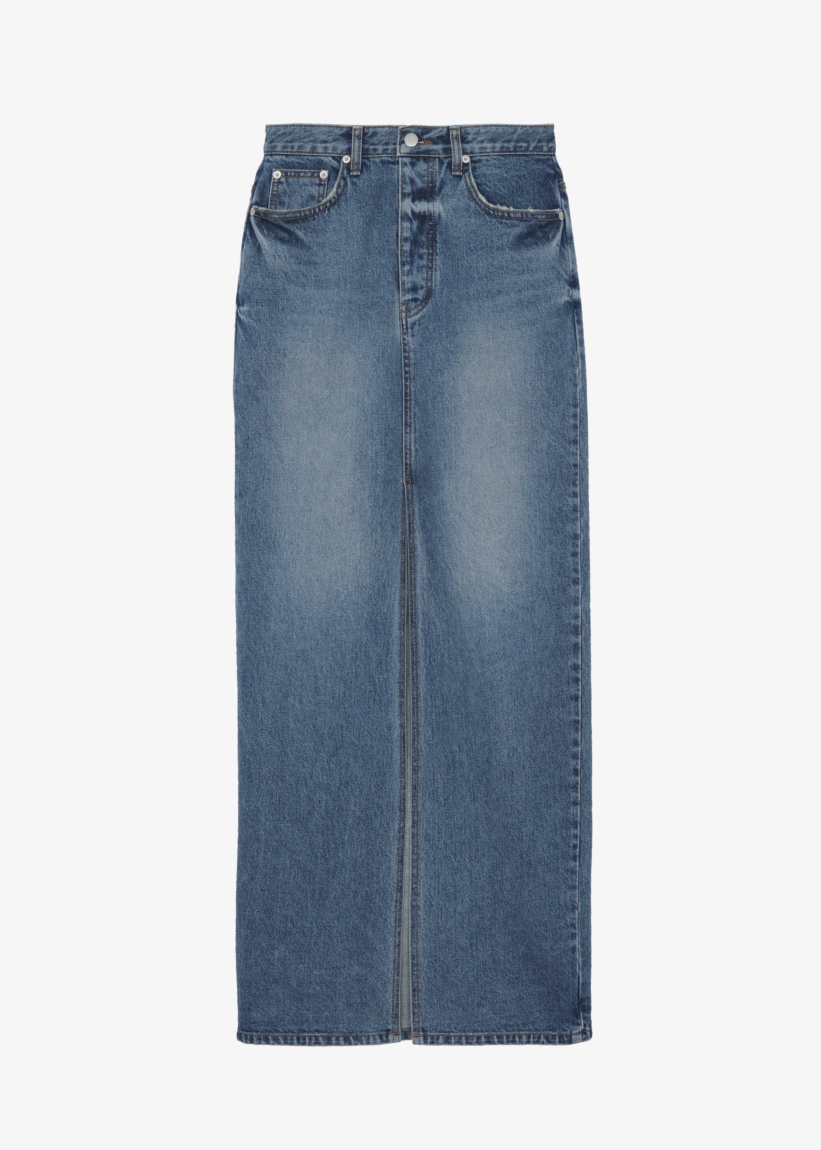 Medium wash jean sales skirt