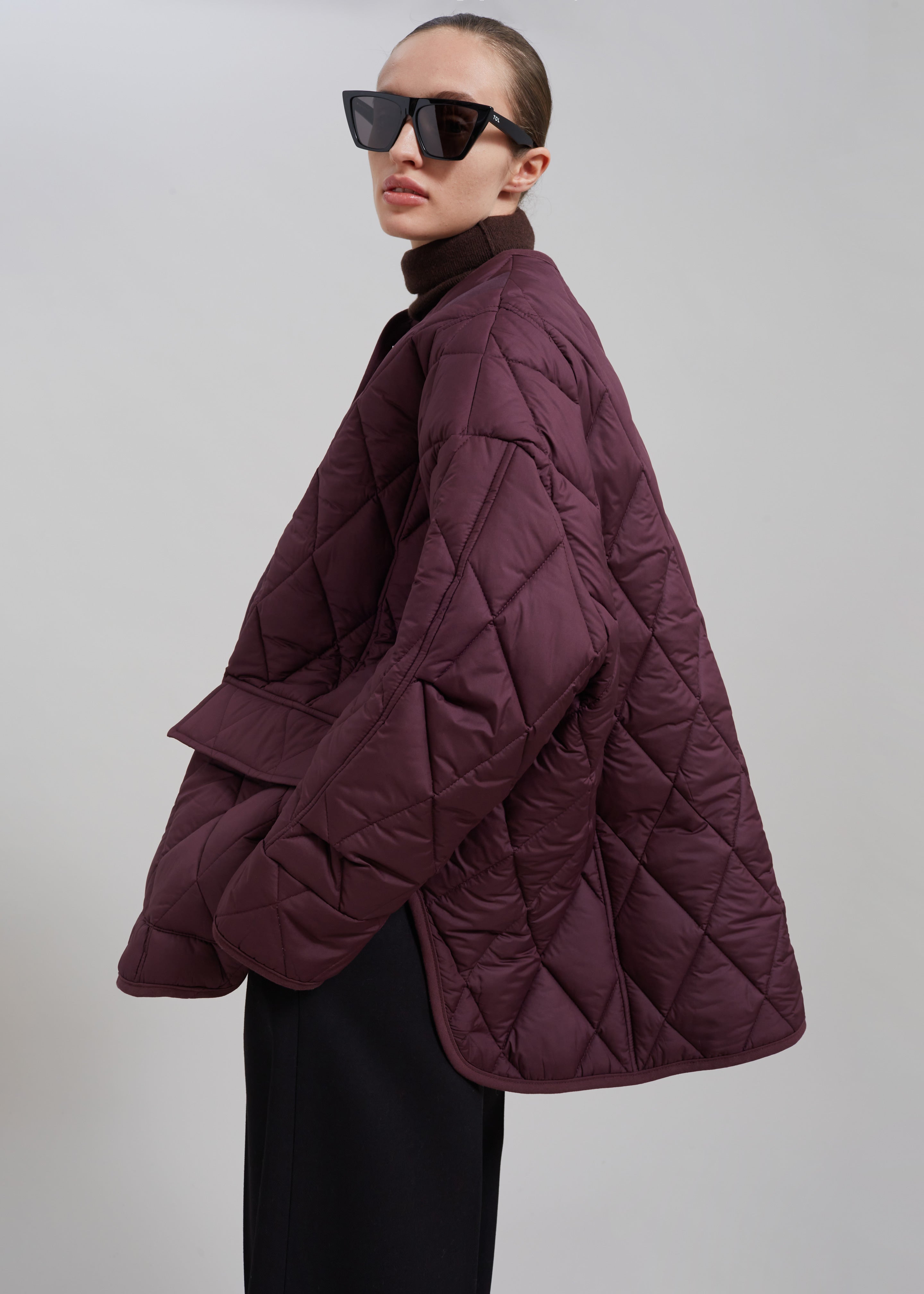 Teddy Quilted Jacket - Burgundy