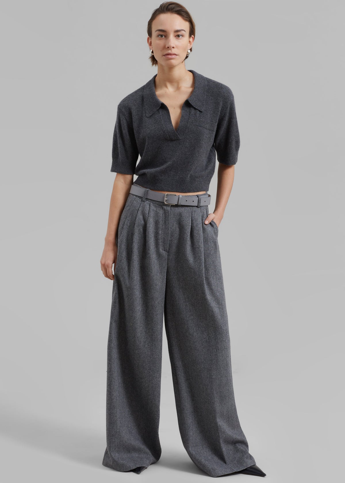 The Garment Piemonte Cropped Sweater - Grey Melange - 4