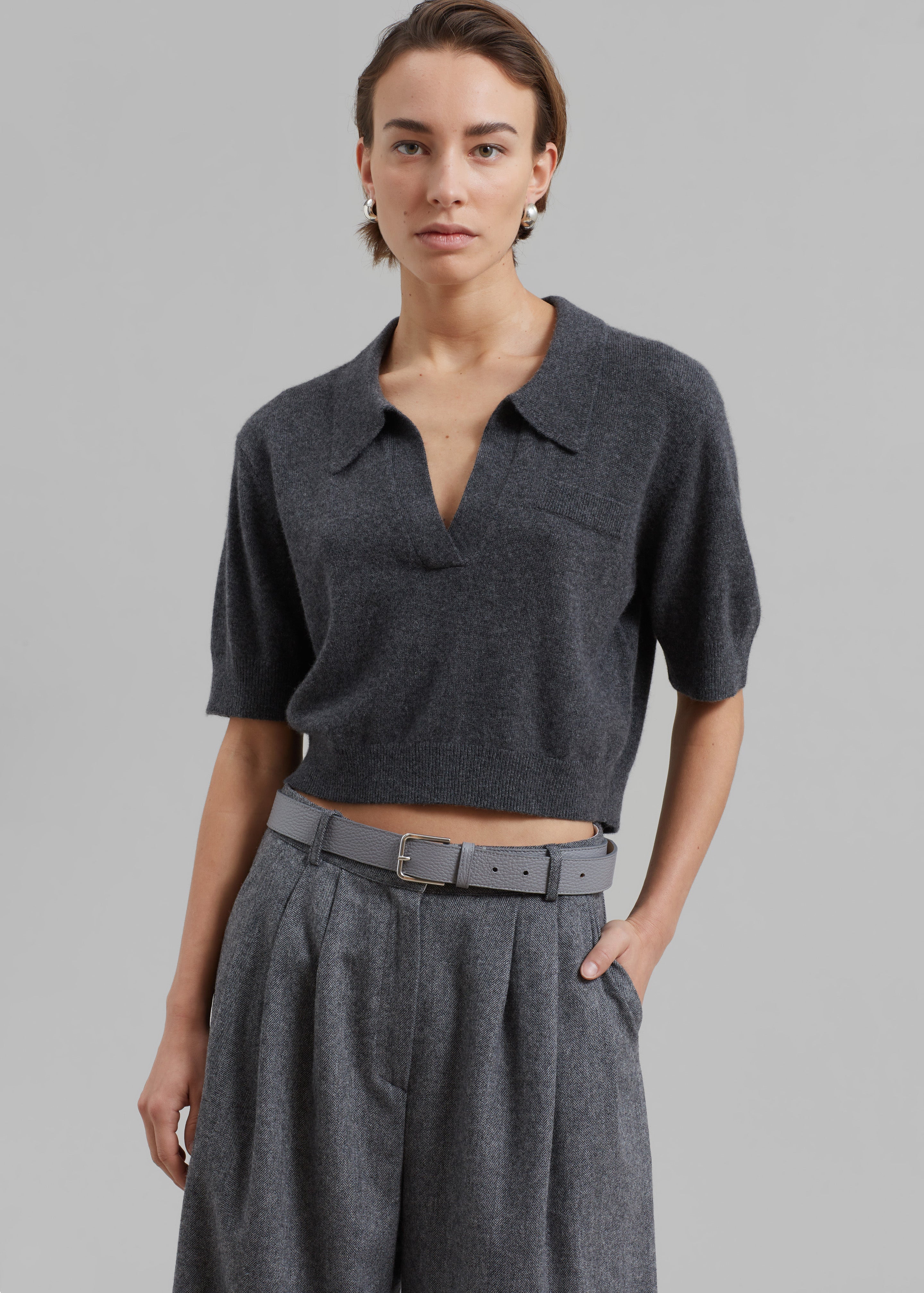 The Garment Piemonte Cropped Sweater - Grey Melange - 1