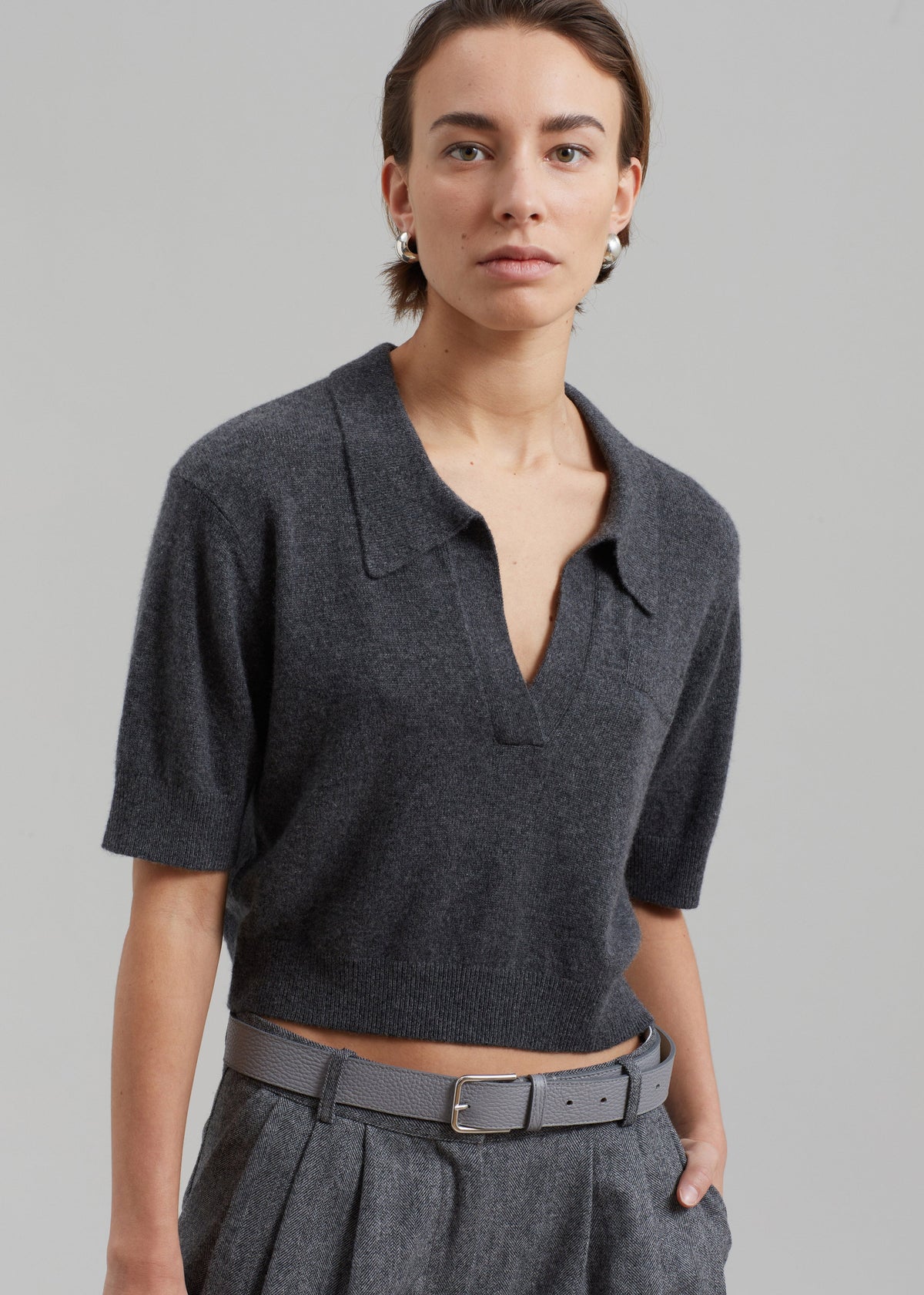 The Garment Piemonte Cropped Sweater - Grey Melange - 3
