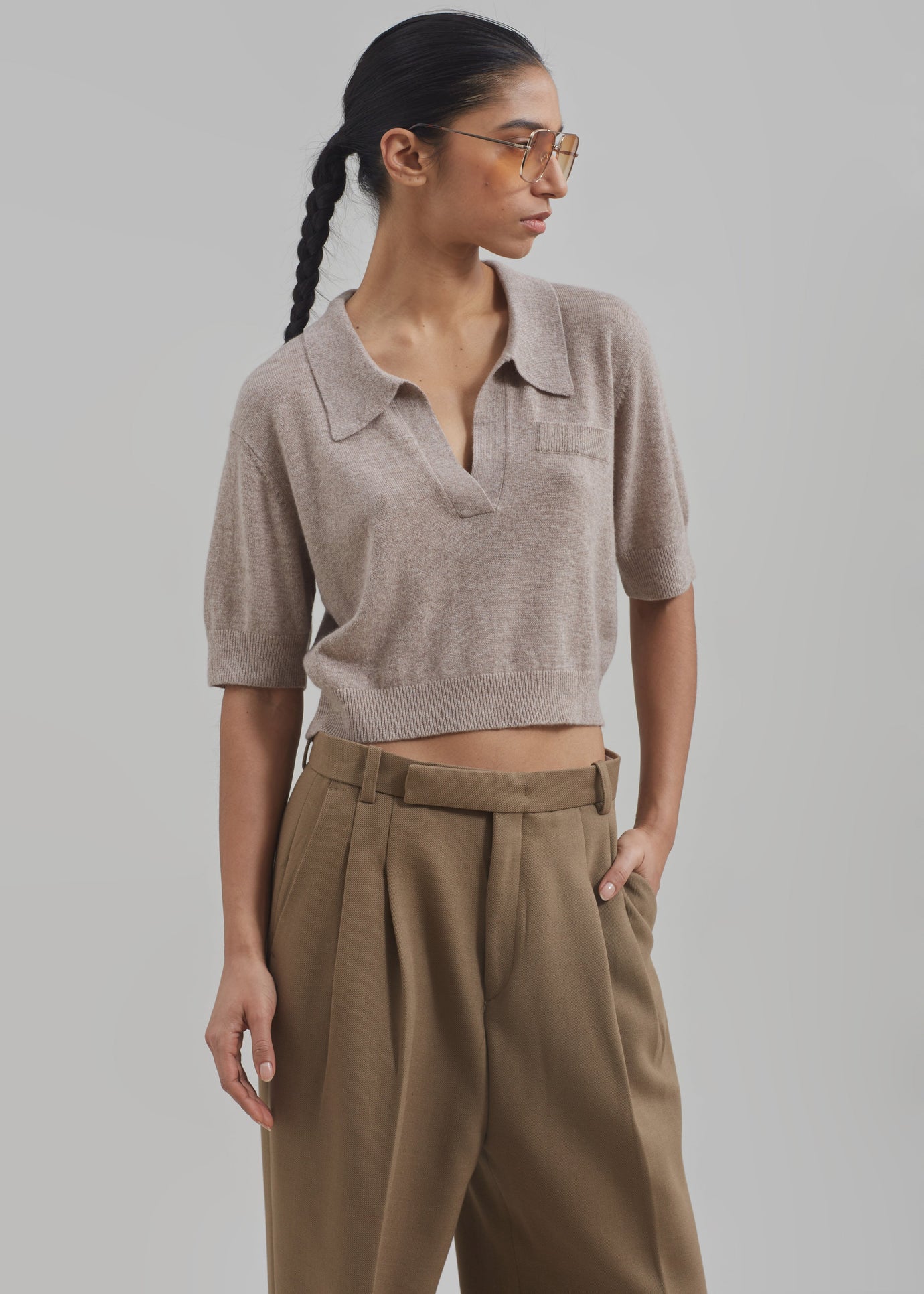 The Garment Piemonte Cropped Sweater - Toast