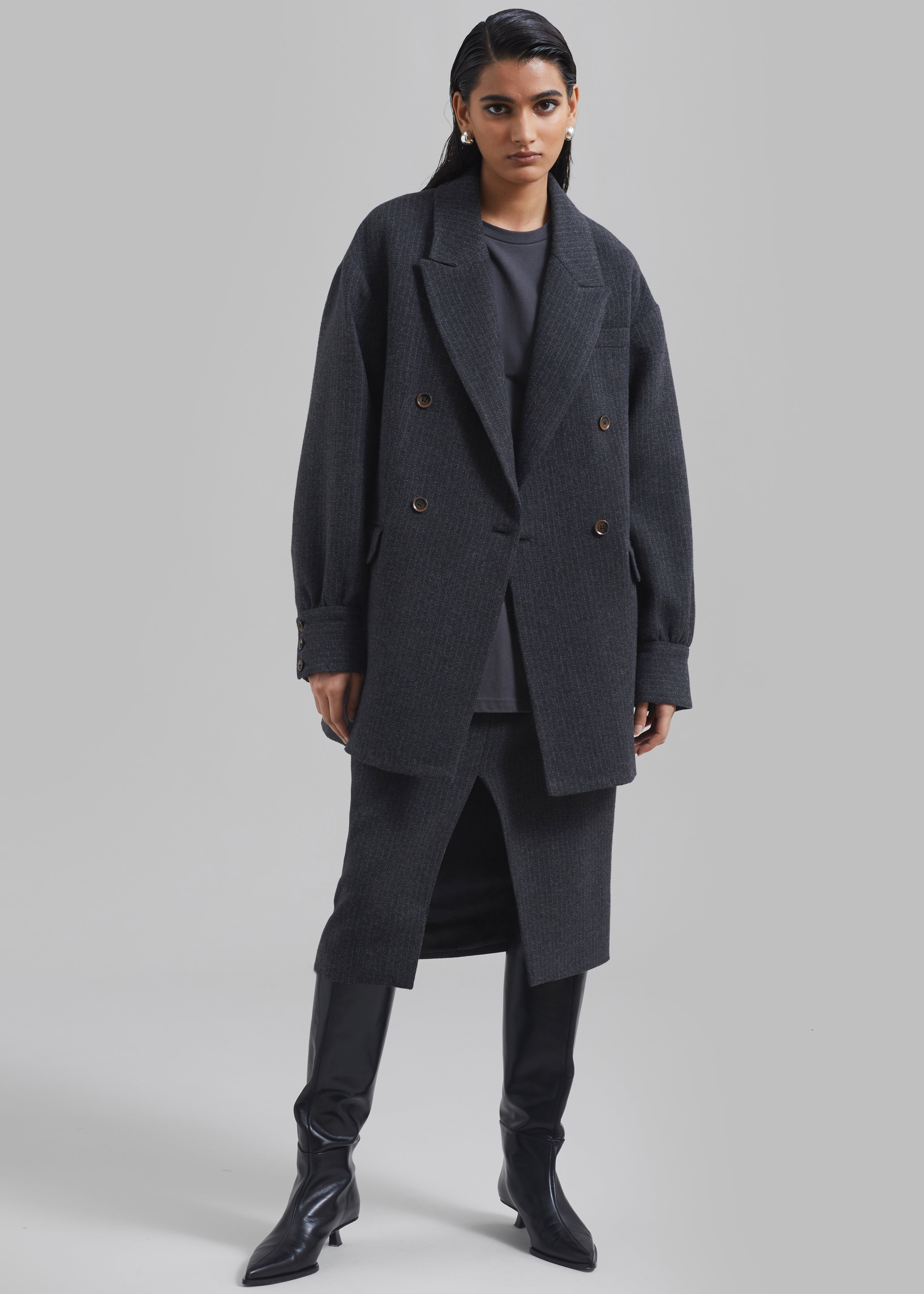 The Garment Porto Jacket - Pinstriped Grey Melange - 5