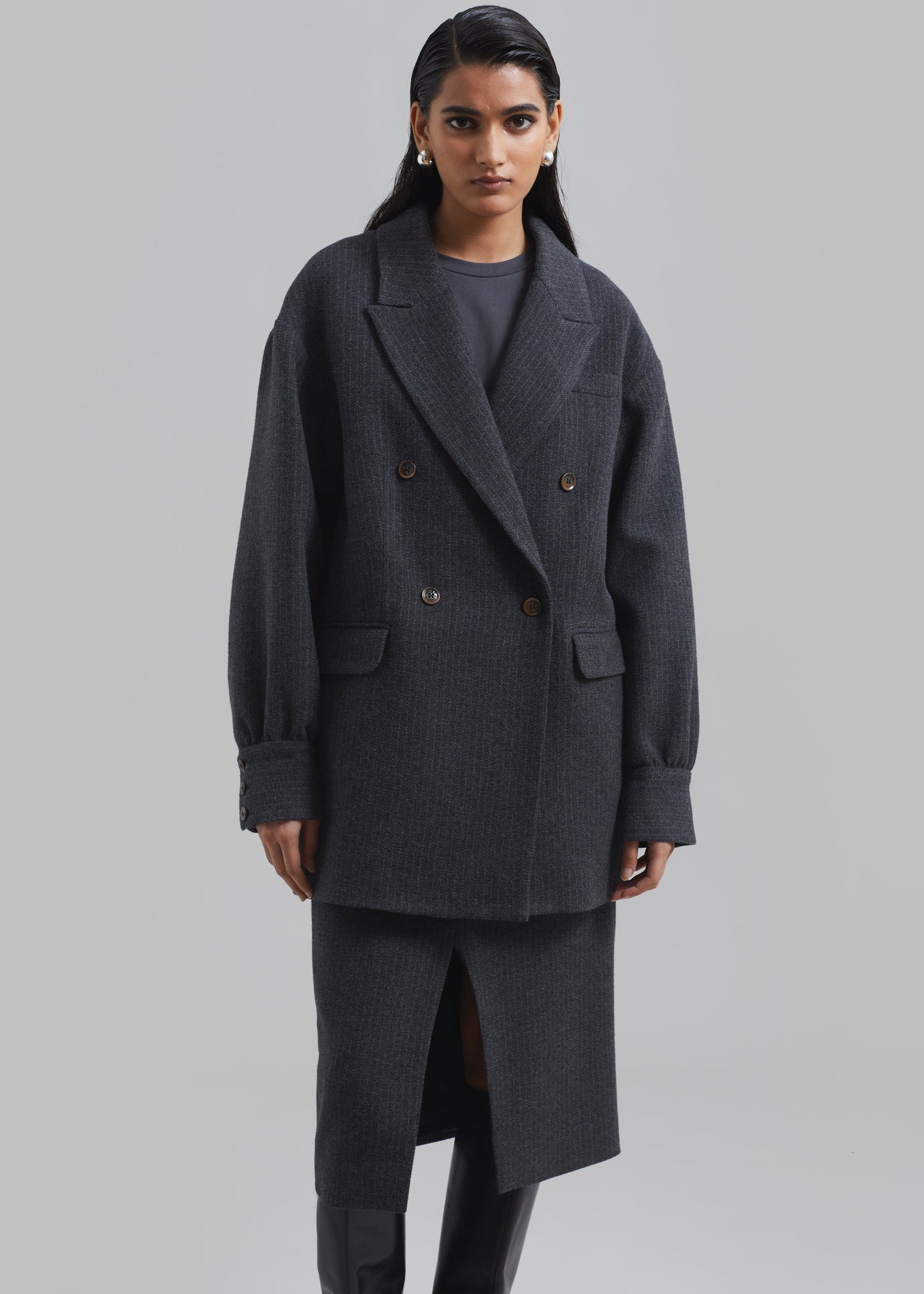 The Garment Porto Jacket - Pinstriped Grey Melange - 1