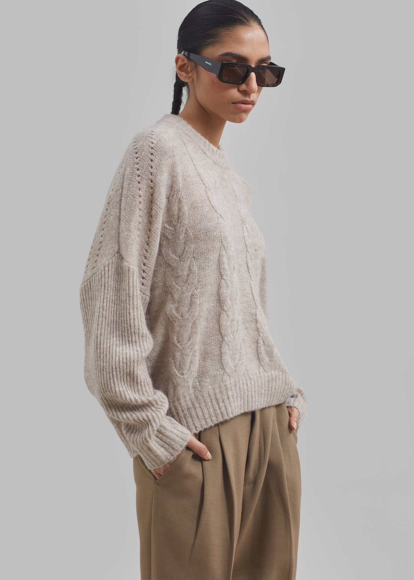 The Garment Verbier Boxy Cable Sweater - Linen