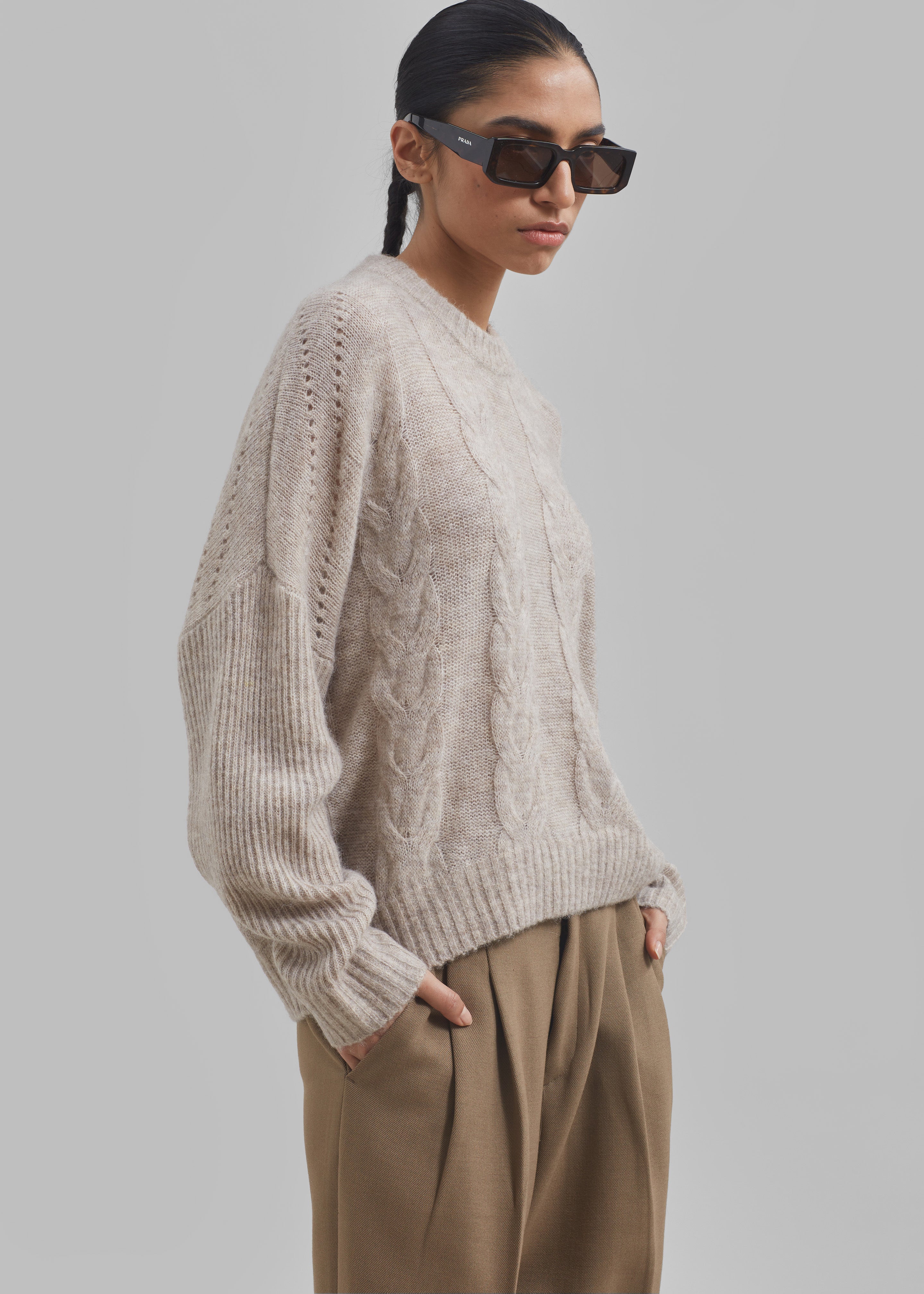 The Garment Verbier Boxy Cable Sweater - Linen - 1