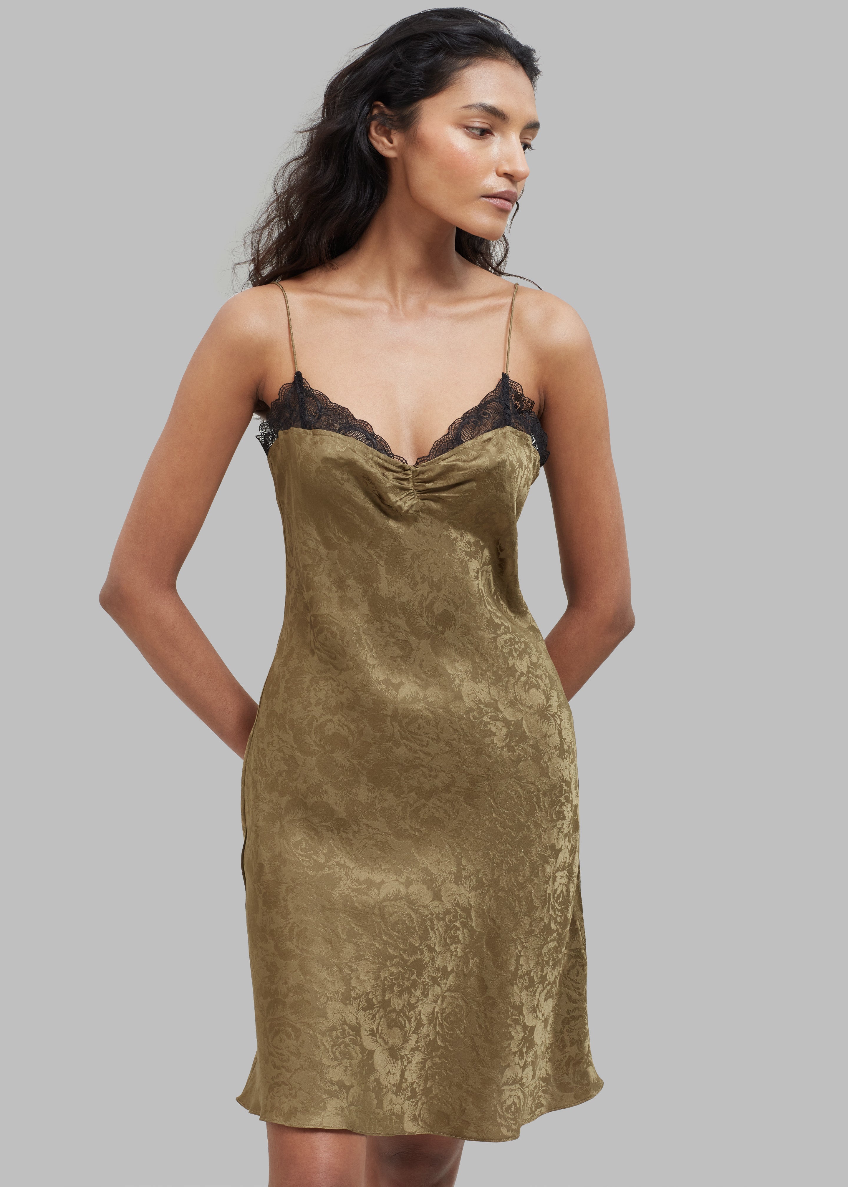 The Garment Toulouse Lace Dress - Olive with Black Lace - 4