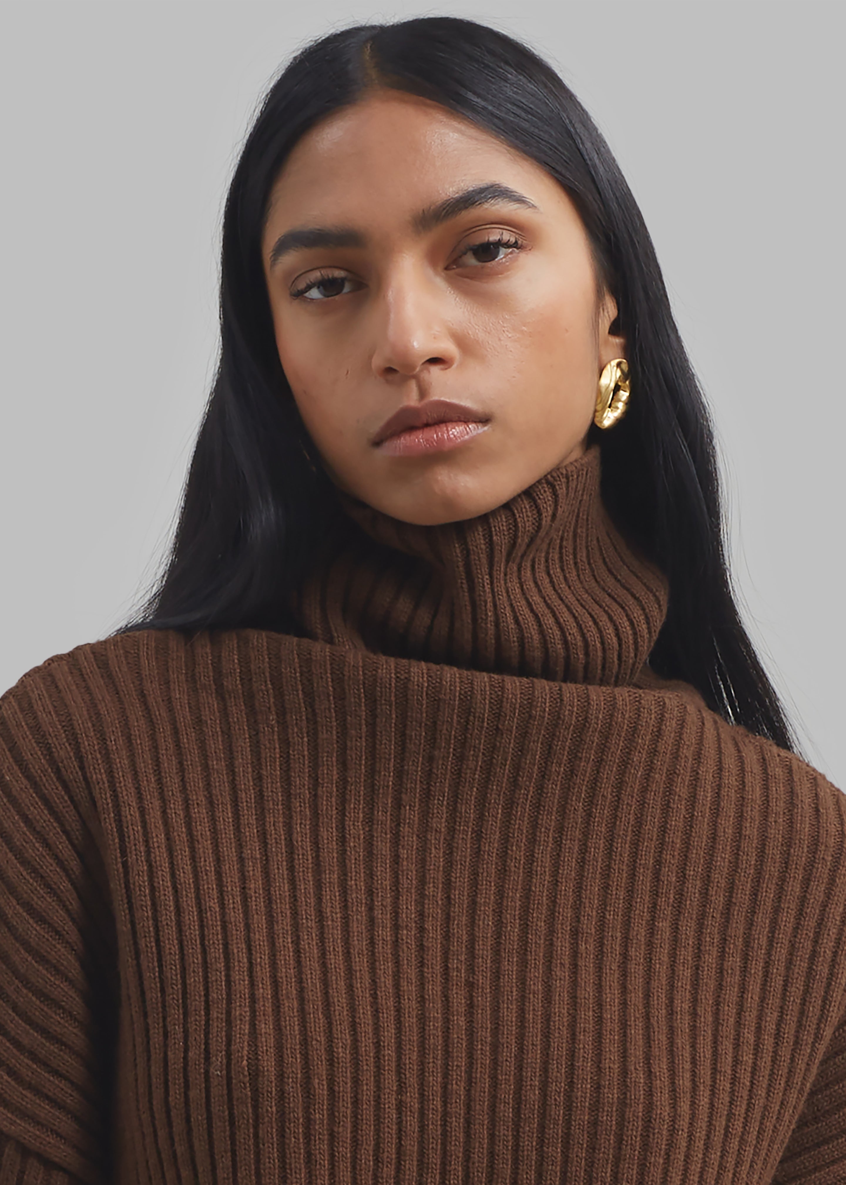 Thelma Ribbed Sweater - Brown - 7