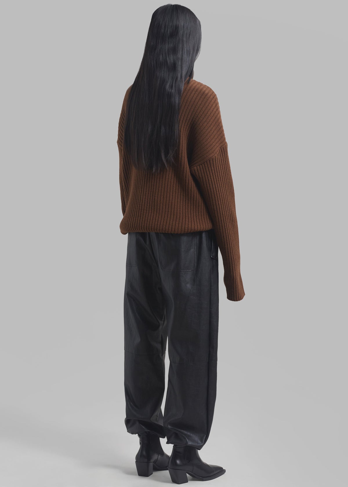 Thelma Ribbed Sweater Dress - Brown - 8