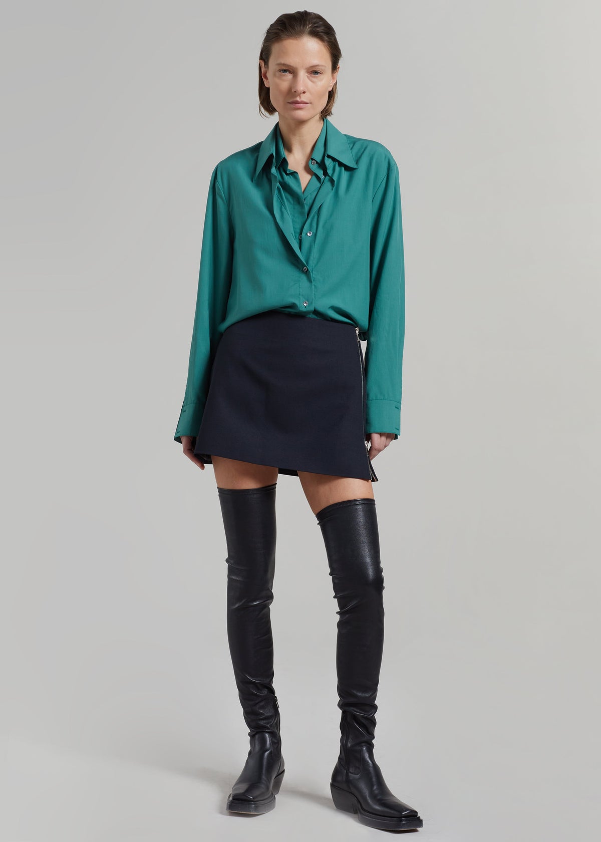 Tima Double Layer Shirt - Deep Teal - 1