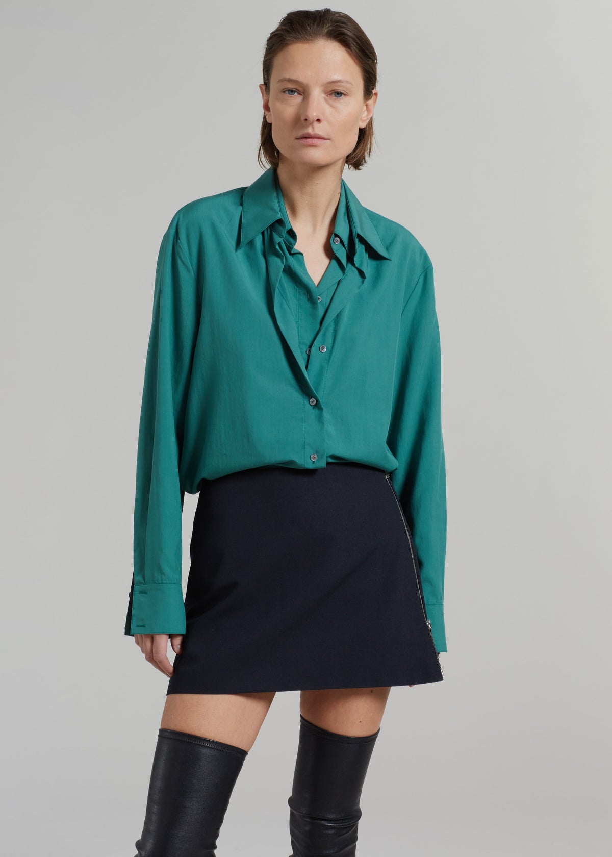 Tima Double Layer Shirt - Deep Teal - 3