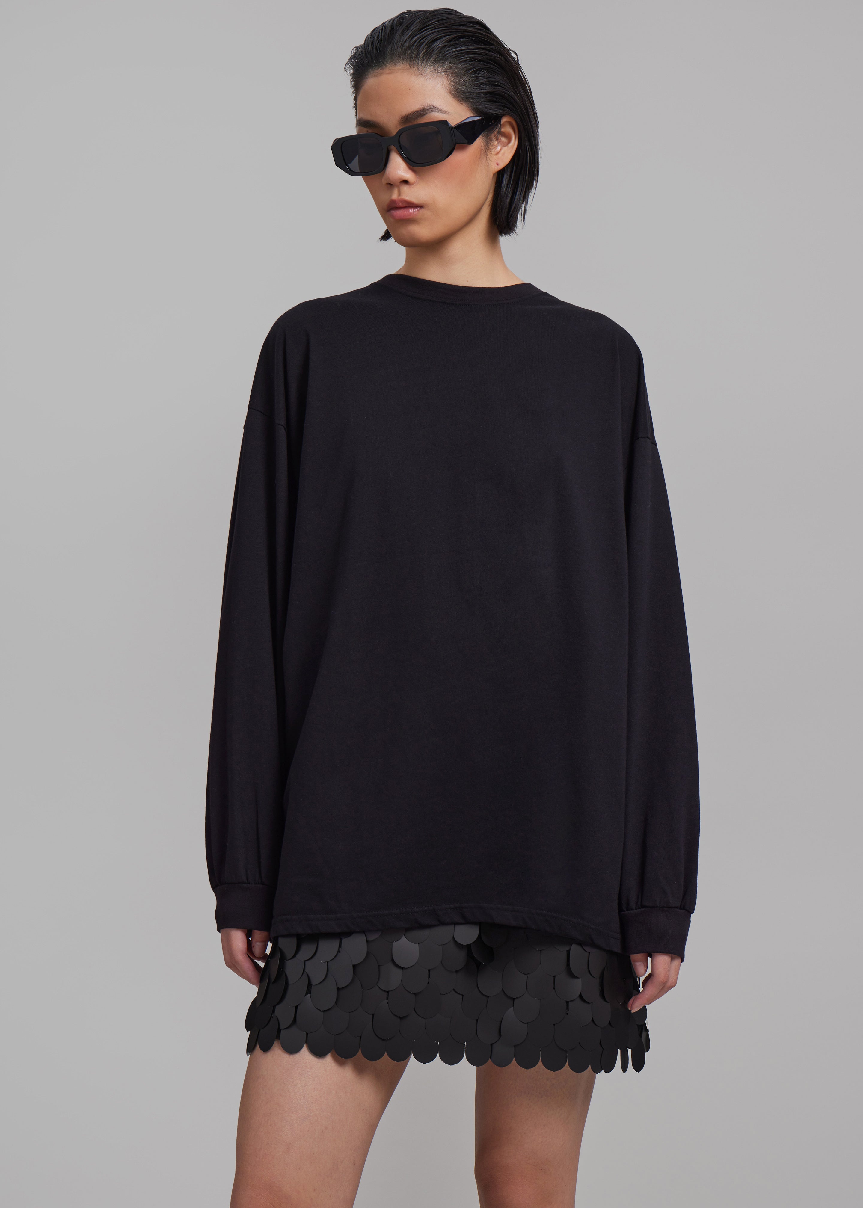 Tommy Boxy Long Sleeves Tee - Black - 3