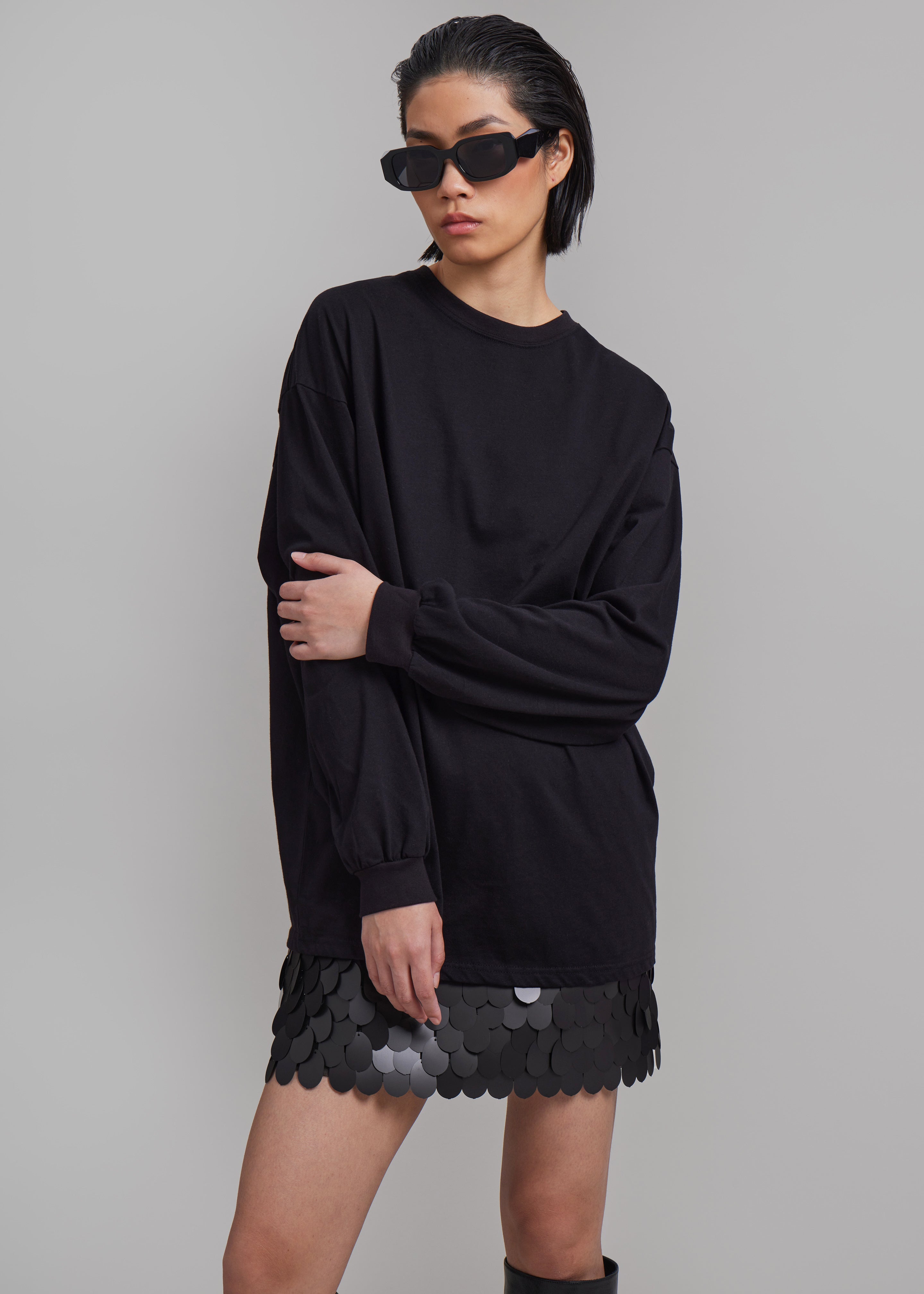 Tommy Boxy Long Sleeves Tee - Black - 5