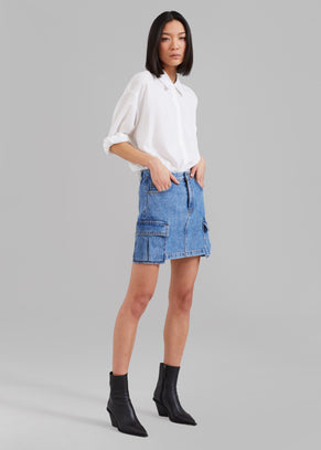 Taylor Denim Cargo Skirt - Medium Wash