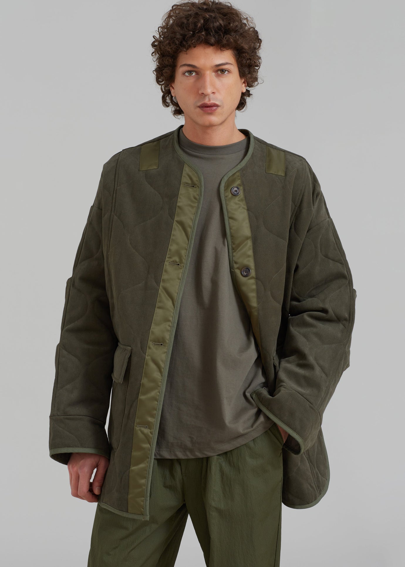 Ted Quilted Jacket - Army Green - 1