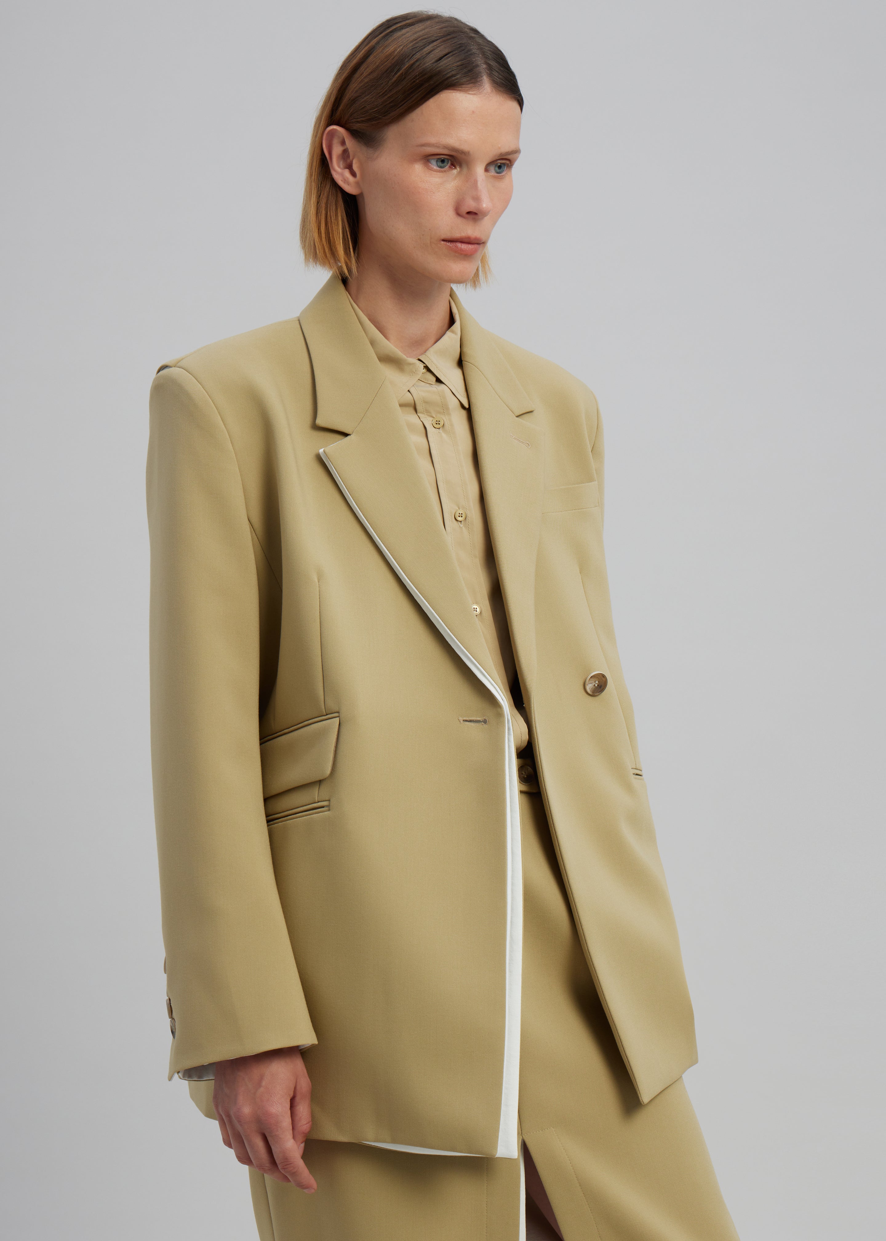 Telli Layered Blazer - Khaki - 8