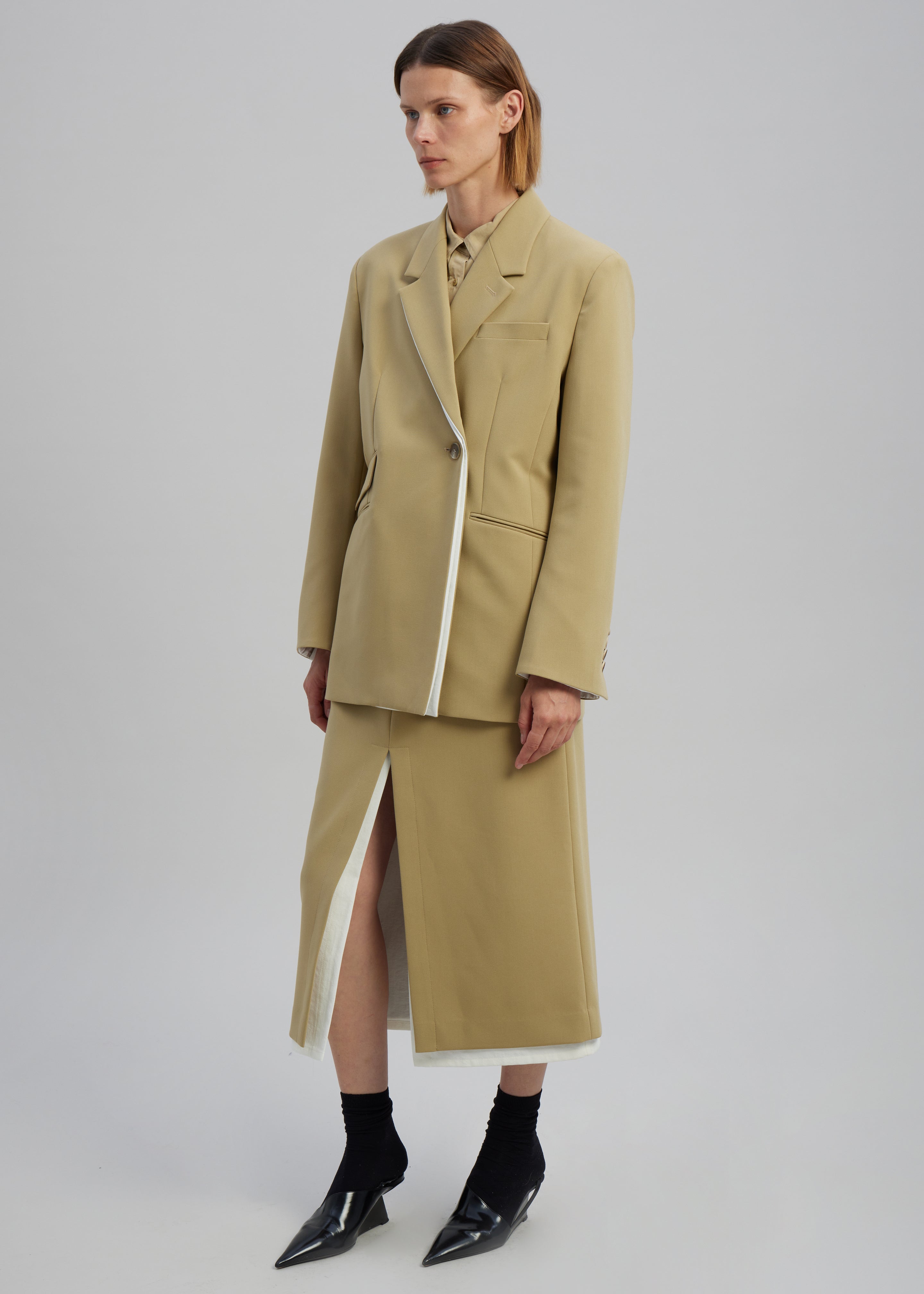 Telli Layered Blazer - Khaki - 5
