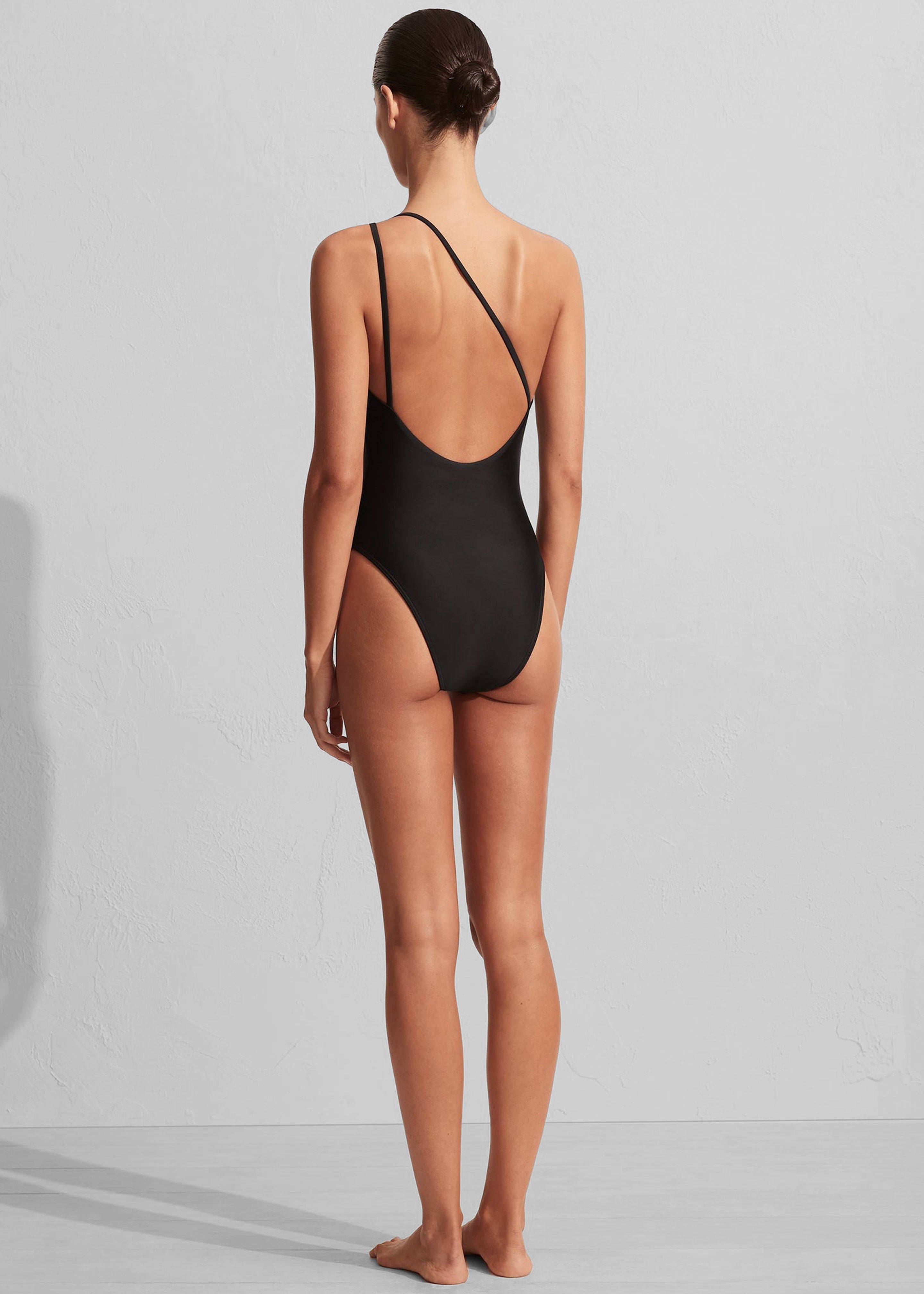 Matteau One Shoulder Maillot Swimsuit Black