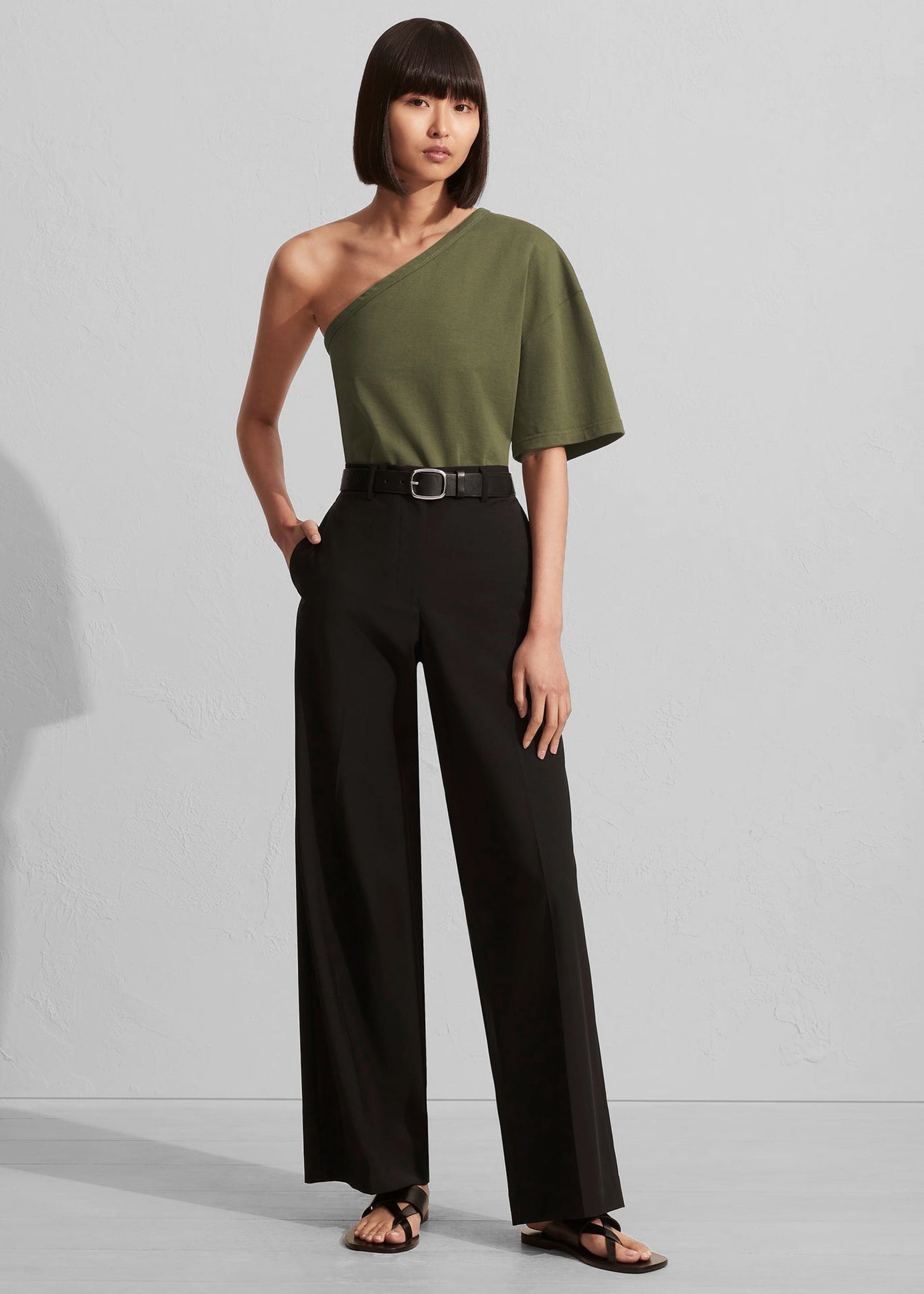 Matteau One Shoulder Tee - Khaki
