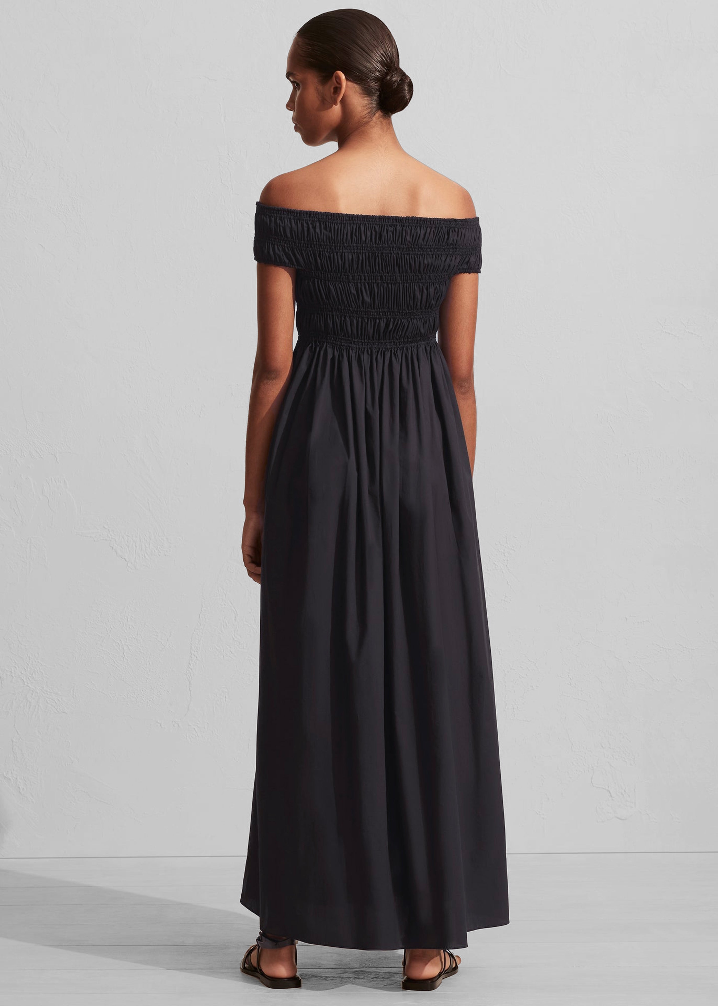 Matteau Shirred Off The Shoulder Dress - Black - 6