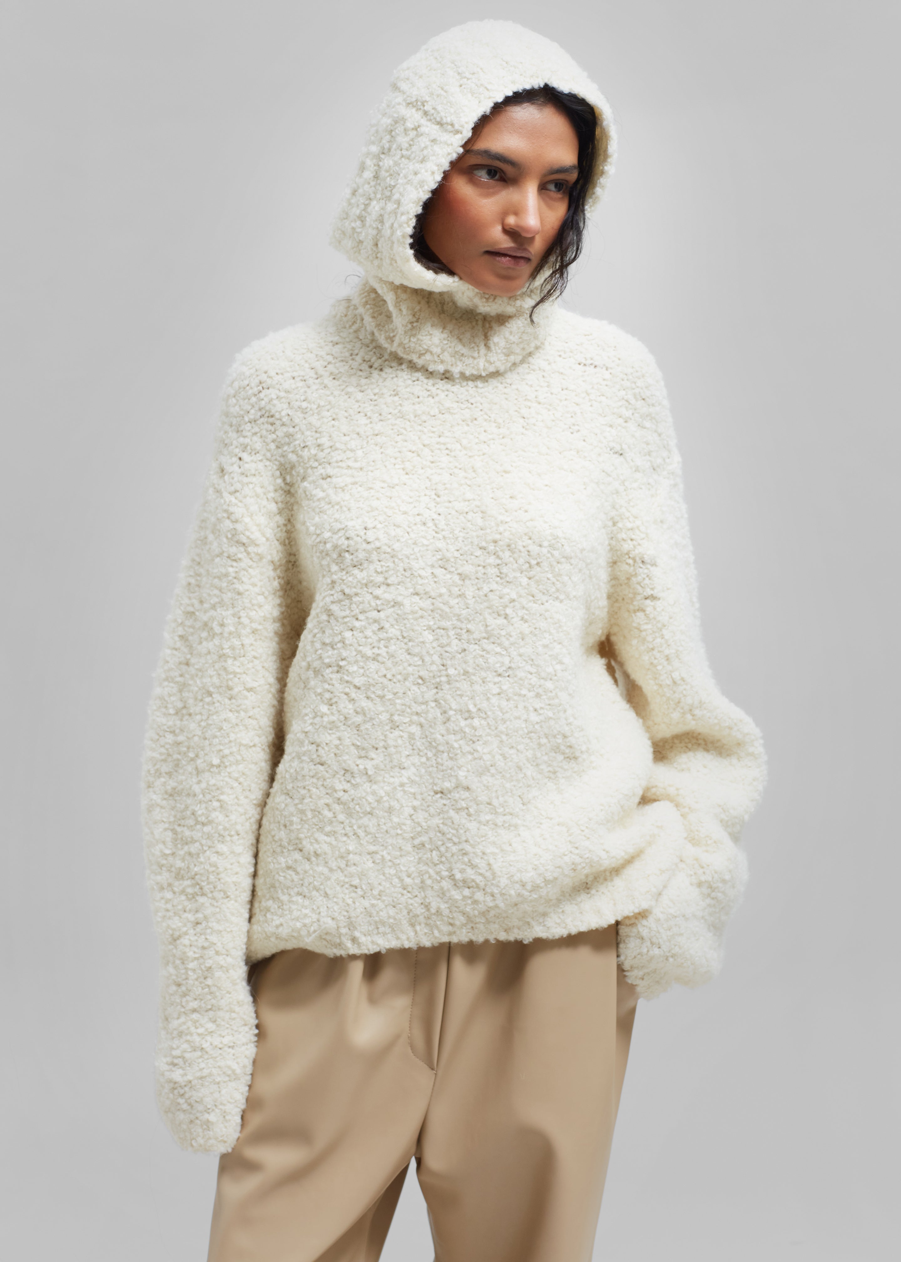 Thyra Boucle Balaclava - Cream - 2
