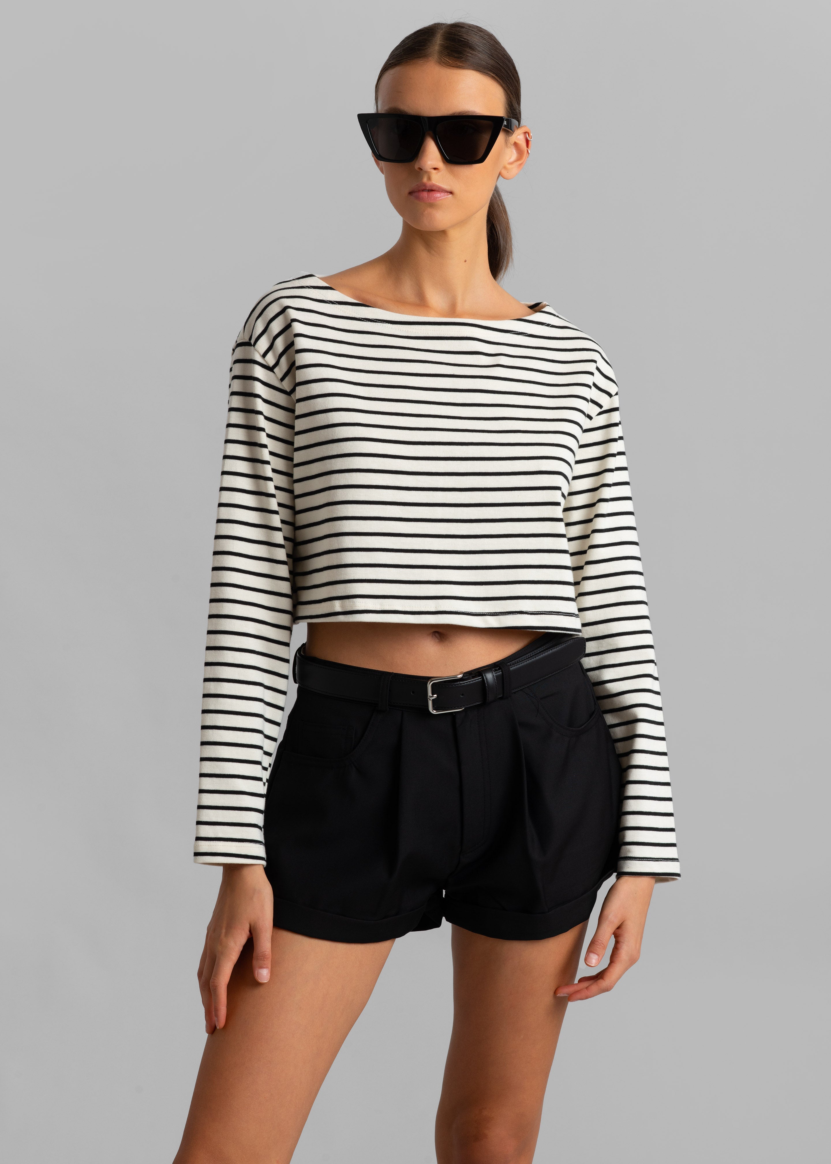 Tilla Boatneck Top - Black Stripe - 9