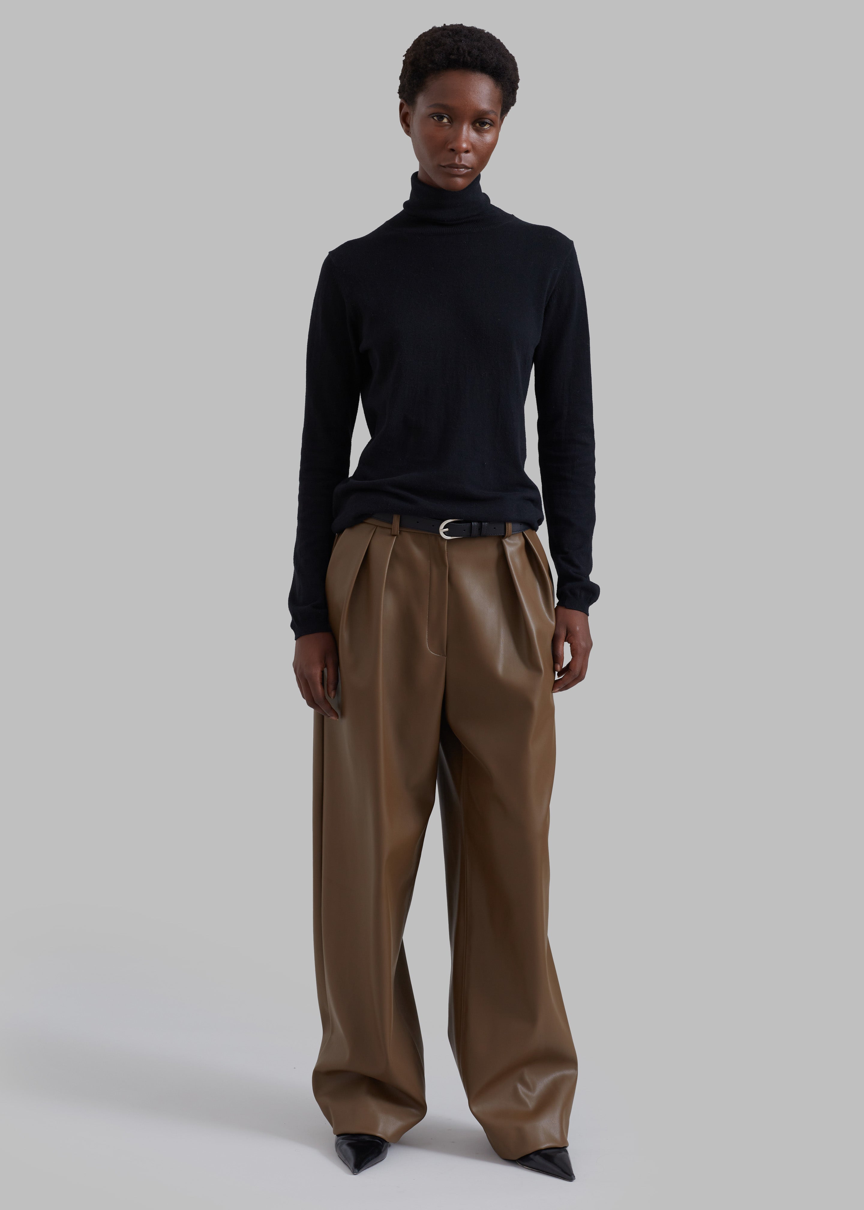 Tranton Faux Leather Pants - Brown - 9