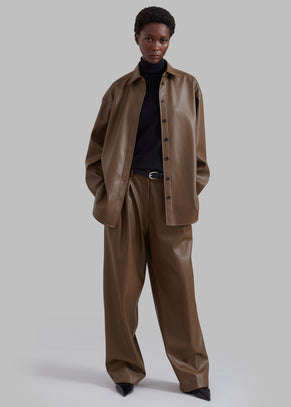 Tranton Faux Leather Shirt - Brown