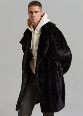 Brooke Faux Fur Coat - Dark Espresso [gender-male]