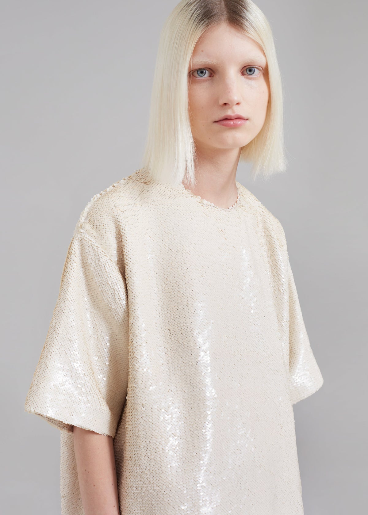 Jones Boxy Sequins Tee - Cream - 3